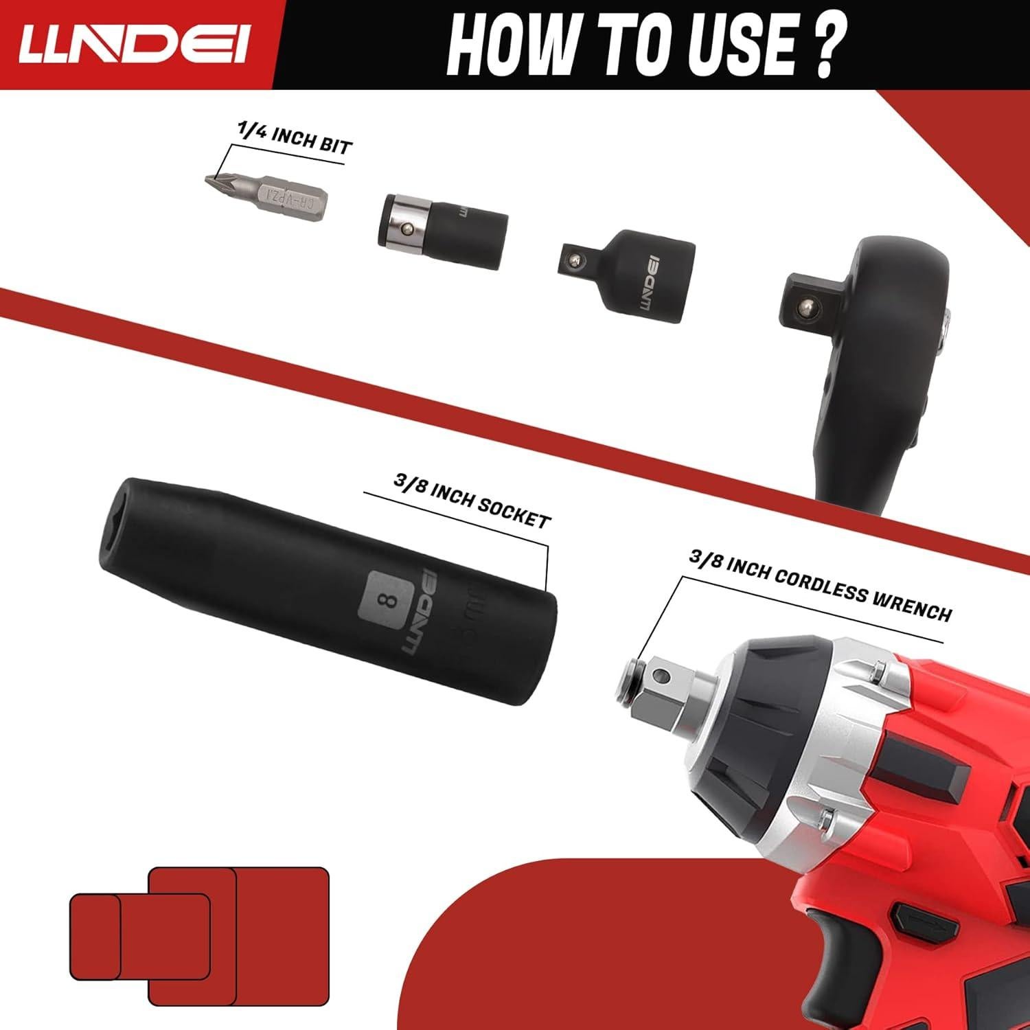 Juego de Enchufes de Impacto LLNDEI 95 Piezas 3/8" Métrico