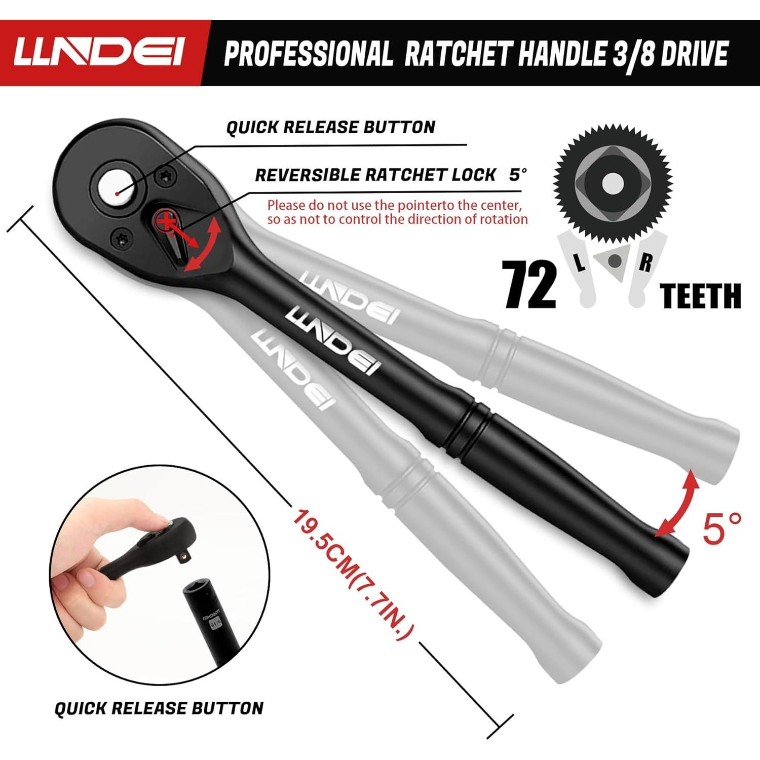 Juego de Enchufes de Impacto LLNDEI 95 Piezas 3/8" Métrico