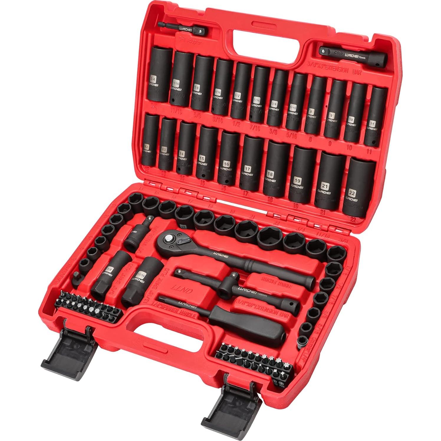 Juego de Enchufes de Impacto LLNDEI 95 Piezas 3/8" Métrico