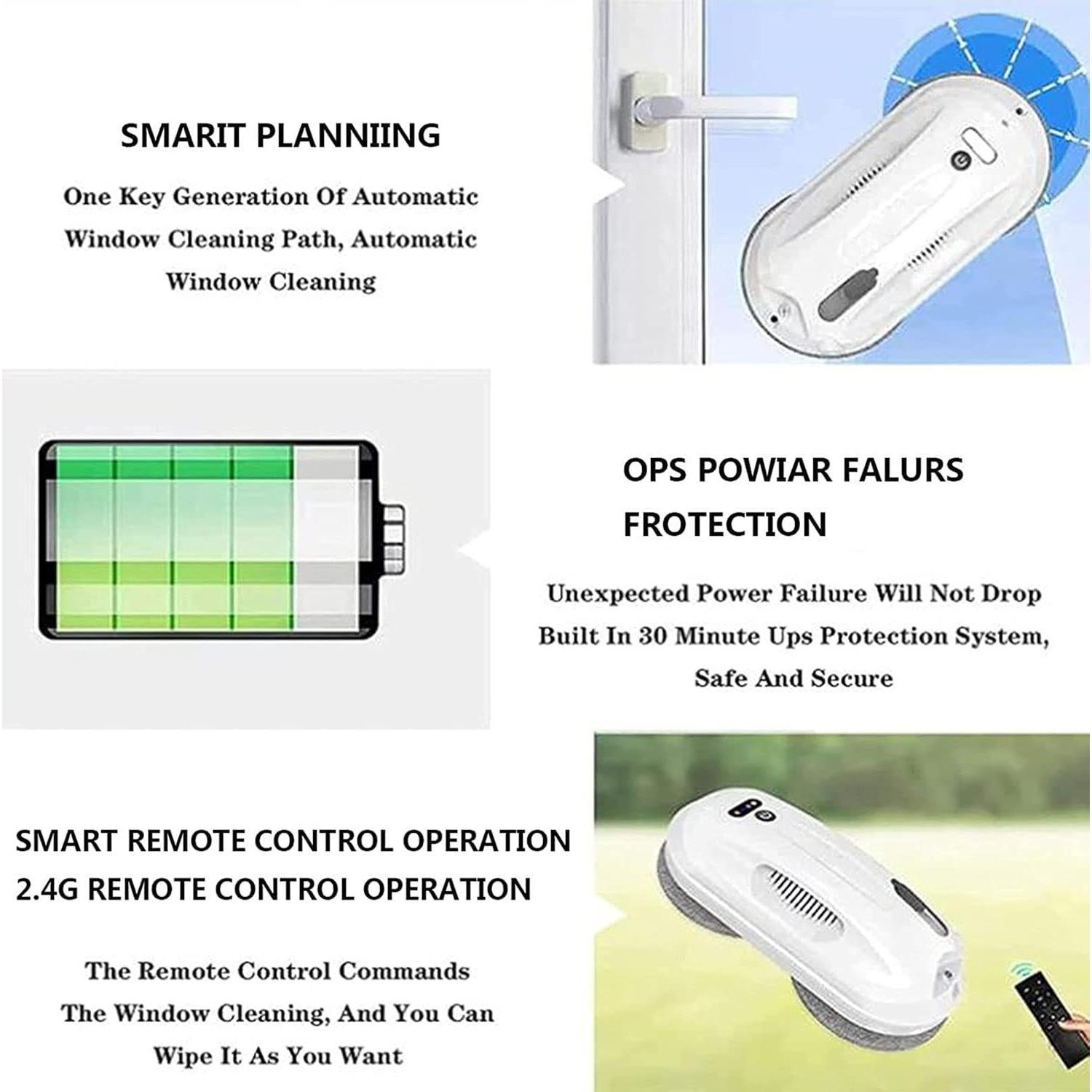 Window Cleaner Robot with Auto Water Spray,2800Pa Strong Suction Electric Intelligent Glass Cleaning Robotic,for Outdoor/Indoor All Smooth Surface with APP & Remote Dual-Control, 20240429