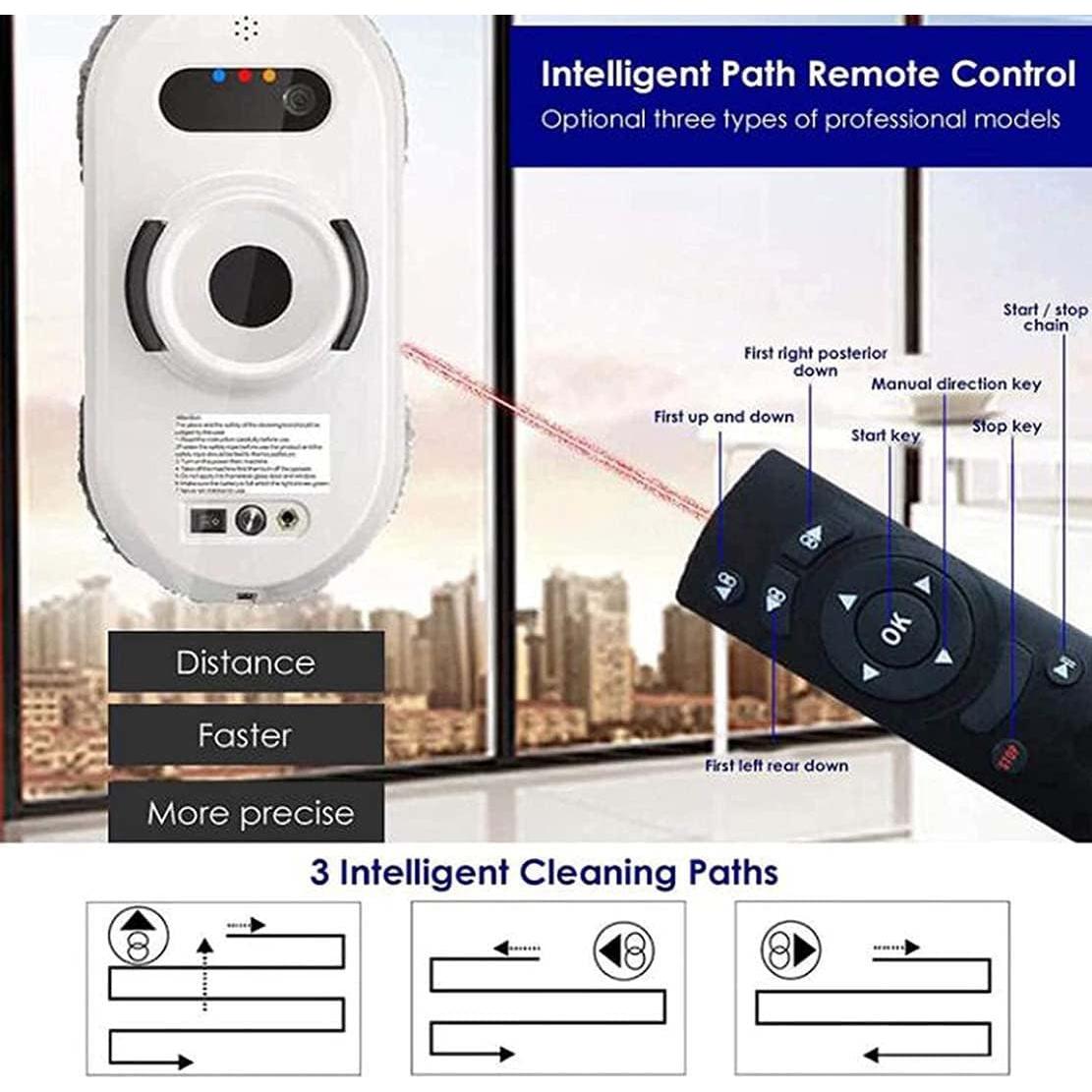 Window Cleaner Robot, Strong Suction Smart Window Vacuum Cleaner with Remote Control, Glass Cleaning Robotic for Indoor Outdoor High Rise Windows Ceilings