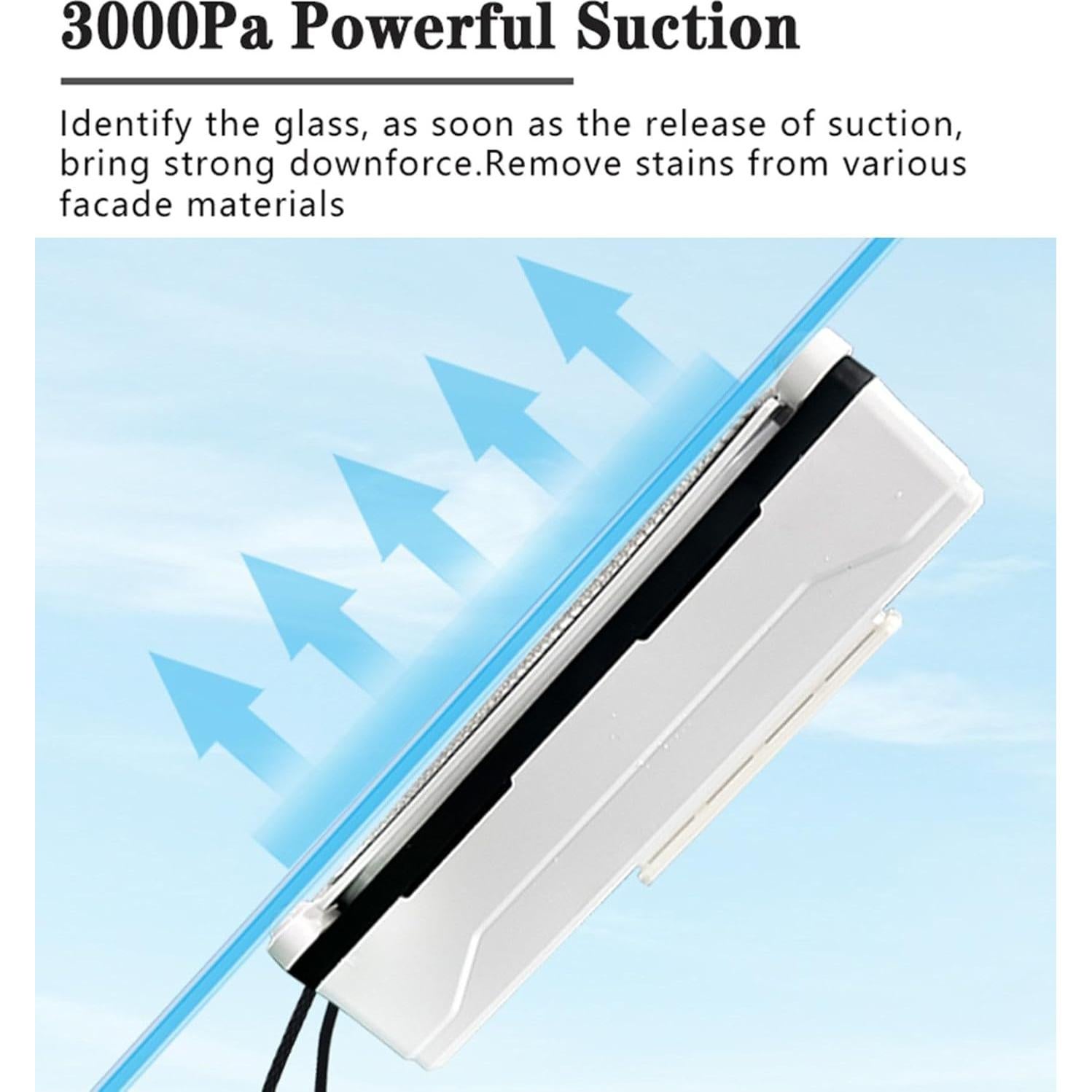 Window Cleaner Robot, Smart Window Cleaning Robot with Double Spray Function, 3000 Pa Robot Window Cleaner with APP and Remote Control, Suitable for Outdoor/Indoor High Rise