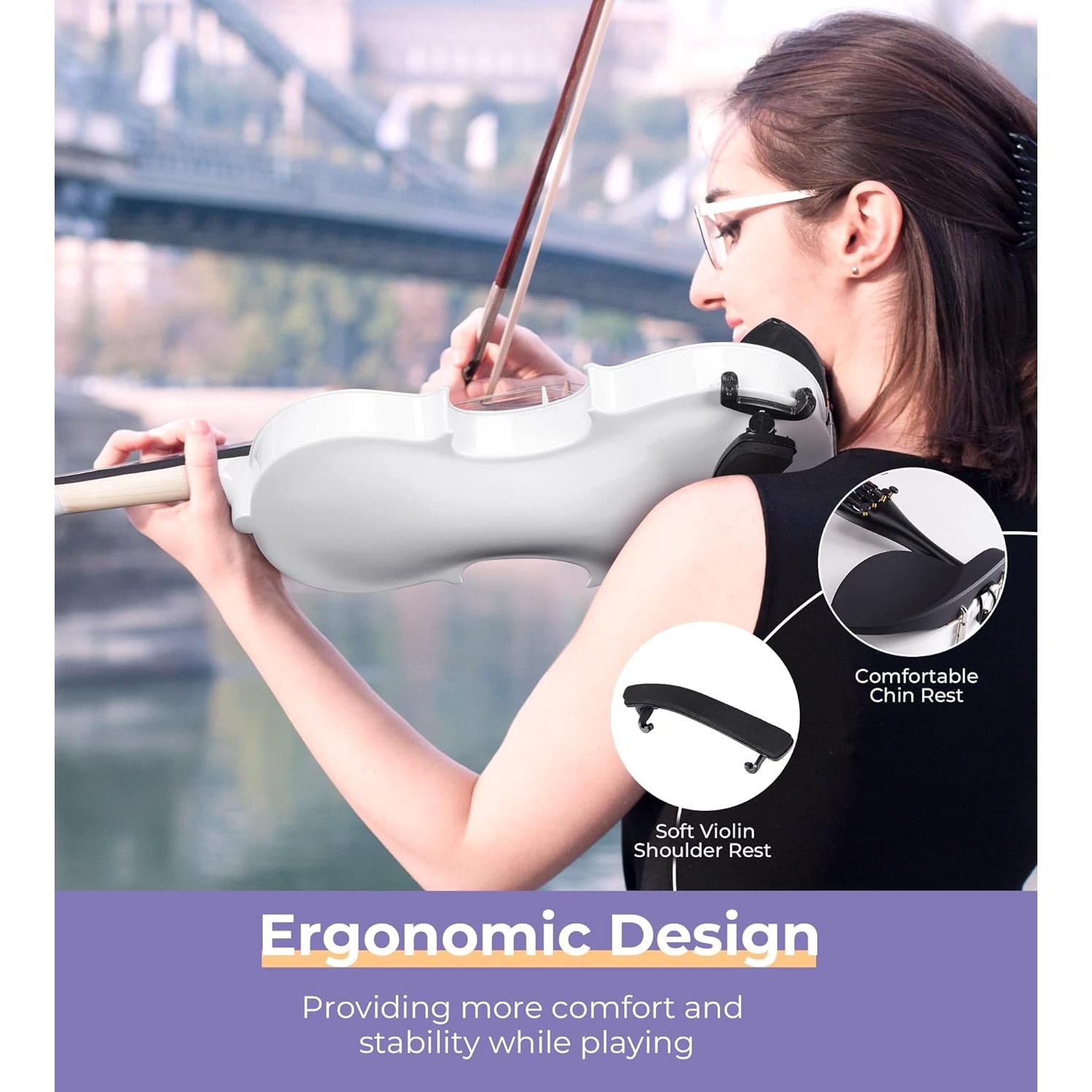 Vangoa Violín 4/4 Blanco con Estuche y Accesorios