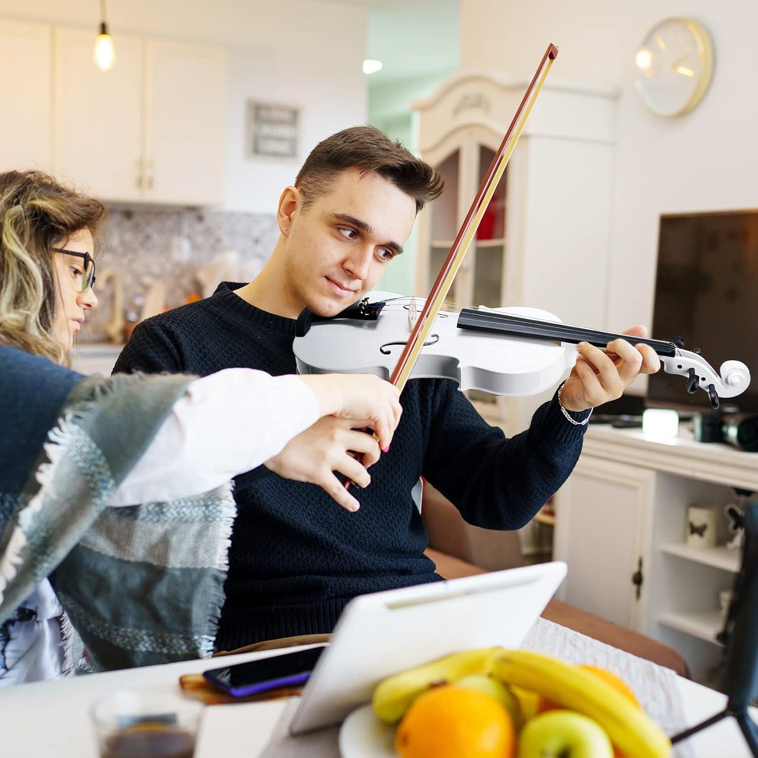 Vangoa Violín 4/4 Blanco con Estuche y Accesorios