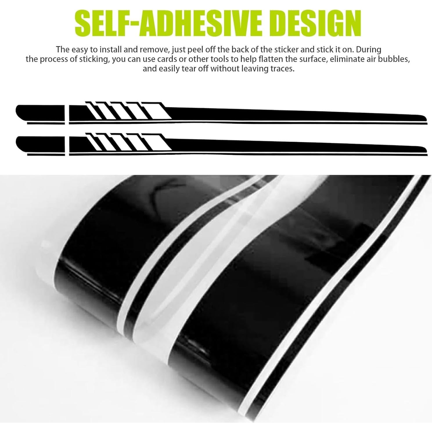 2 PCS Car Side Skirt Decals, 88.58" x 4.52" Long Stripes Stickers, PVC Auto Personalized Stickers, Waterproof Body Decoration, Universal for Most Cars, Trucks, SUVs (Black)
