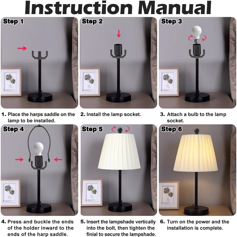 Soporte de lámpara Asjeumt 25.4 cm negro, juego de 2 piezas