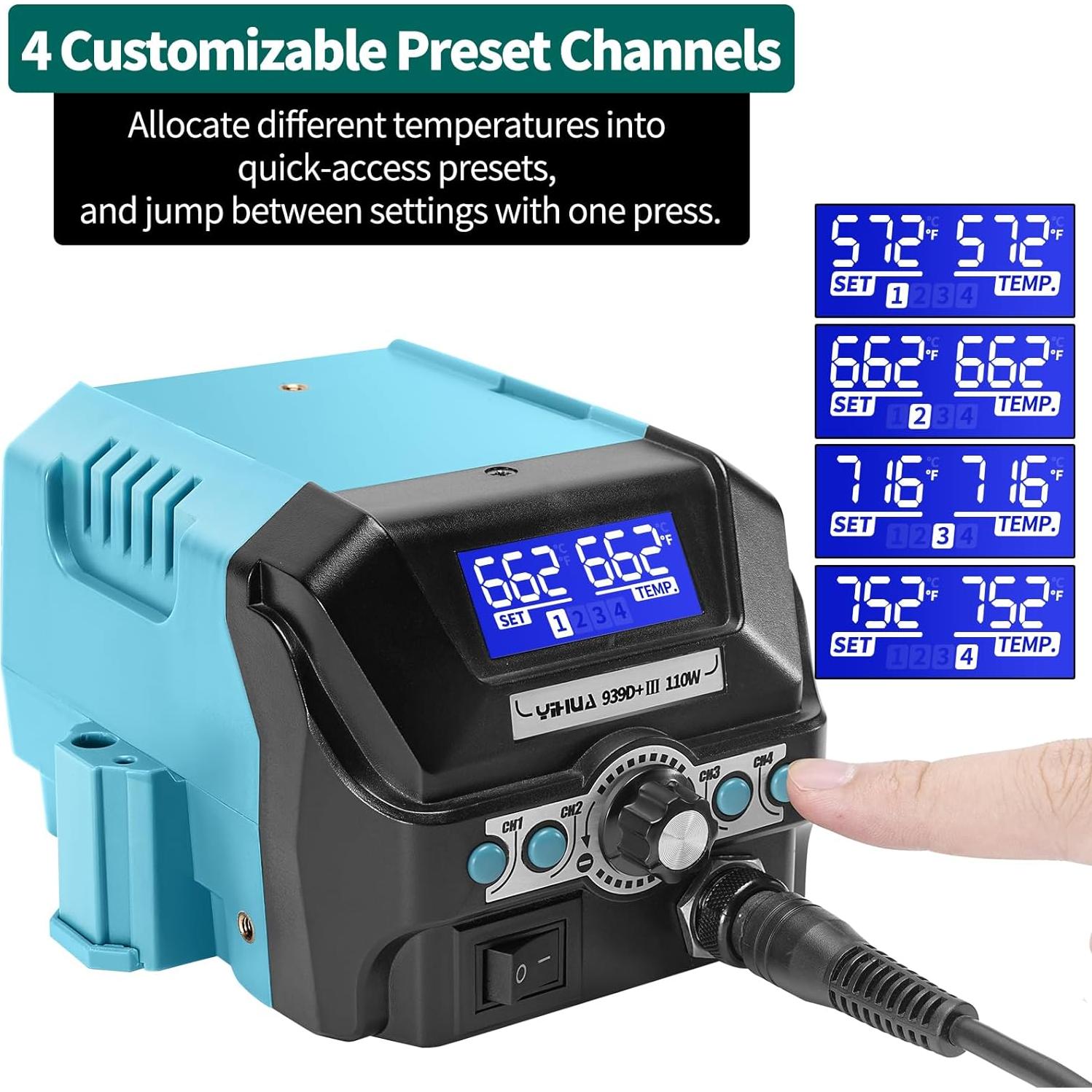 Estación de Soldadura YIHUA 939D+ III 110W LCD 4 Canales