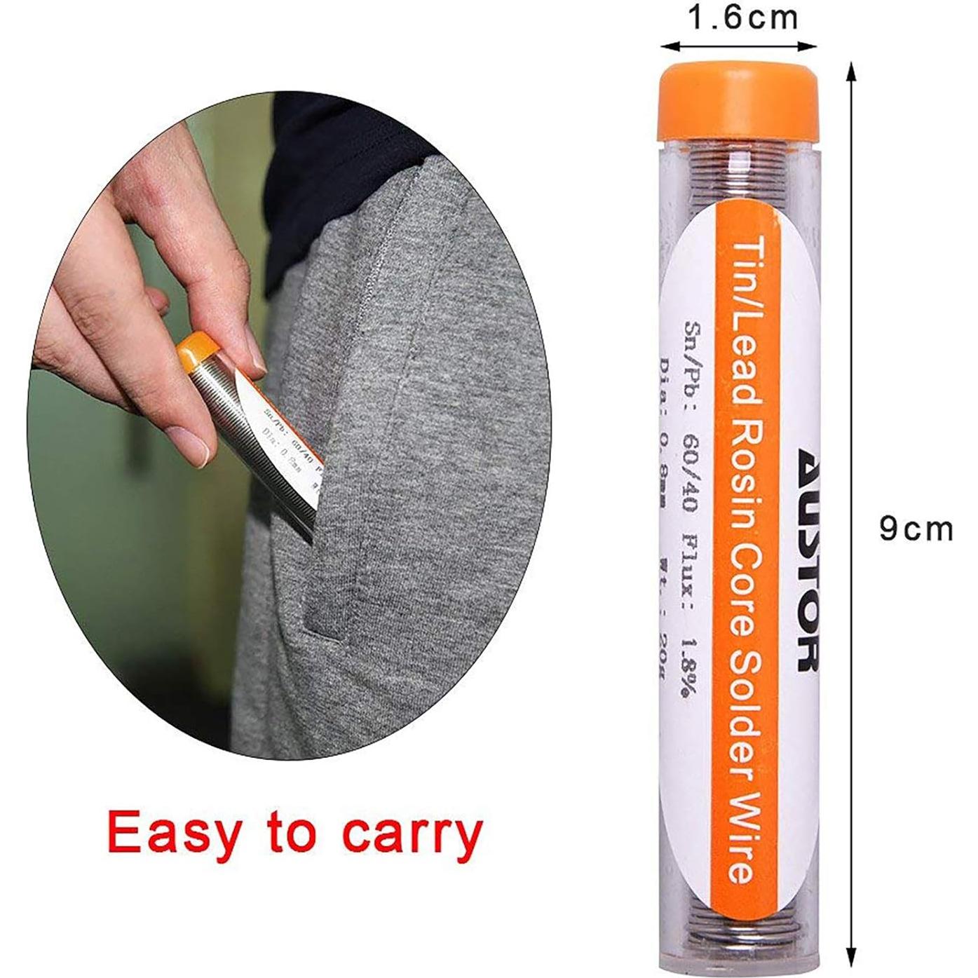 Alambre de Soldadura AUSTOR 60-40 0.8mm Resina 20g