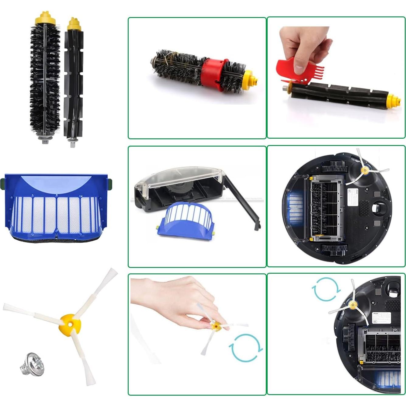 Piezas de Repuesto Fuyoda para iRobot Roomba 600 - Filtros y Cepillos