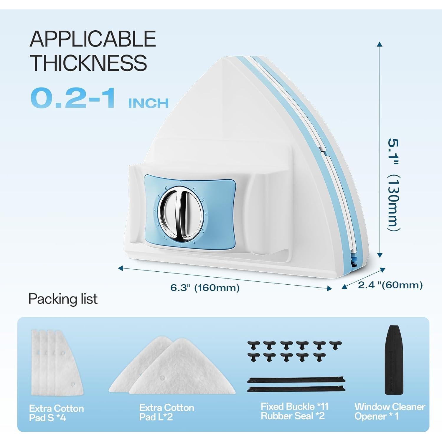 Limpiaparabrisas Magnético HACHWAIZZ Doble Cara 6 Esponjas 0.76-2.54cm