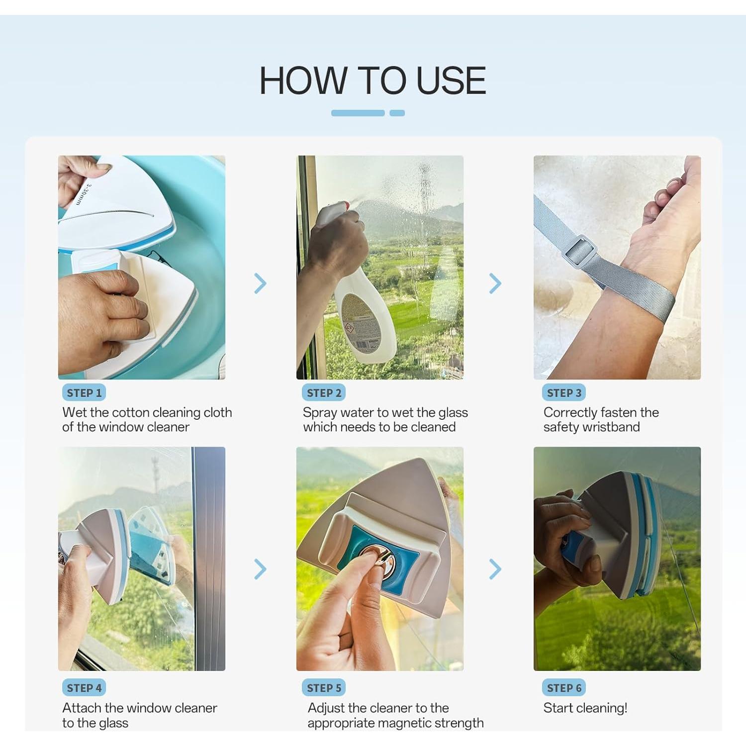 Limpiaparabrisas Magnético HACHWAIZZ Doble Cara 6 Esponjas 0.76-2.54cm