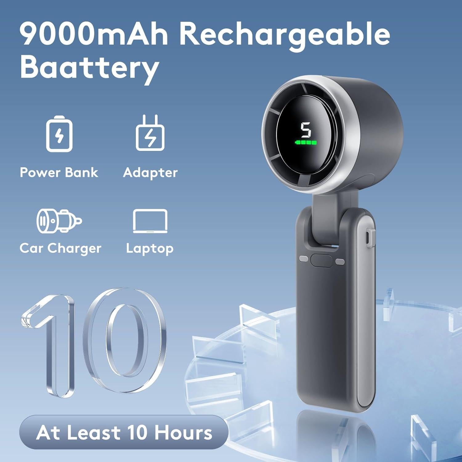 Ventilador Portátil Commem Plegable 5 Velocidades 50000RPM