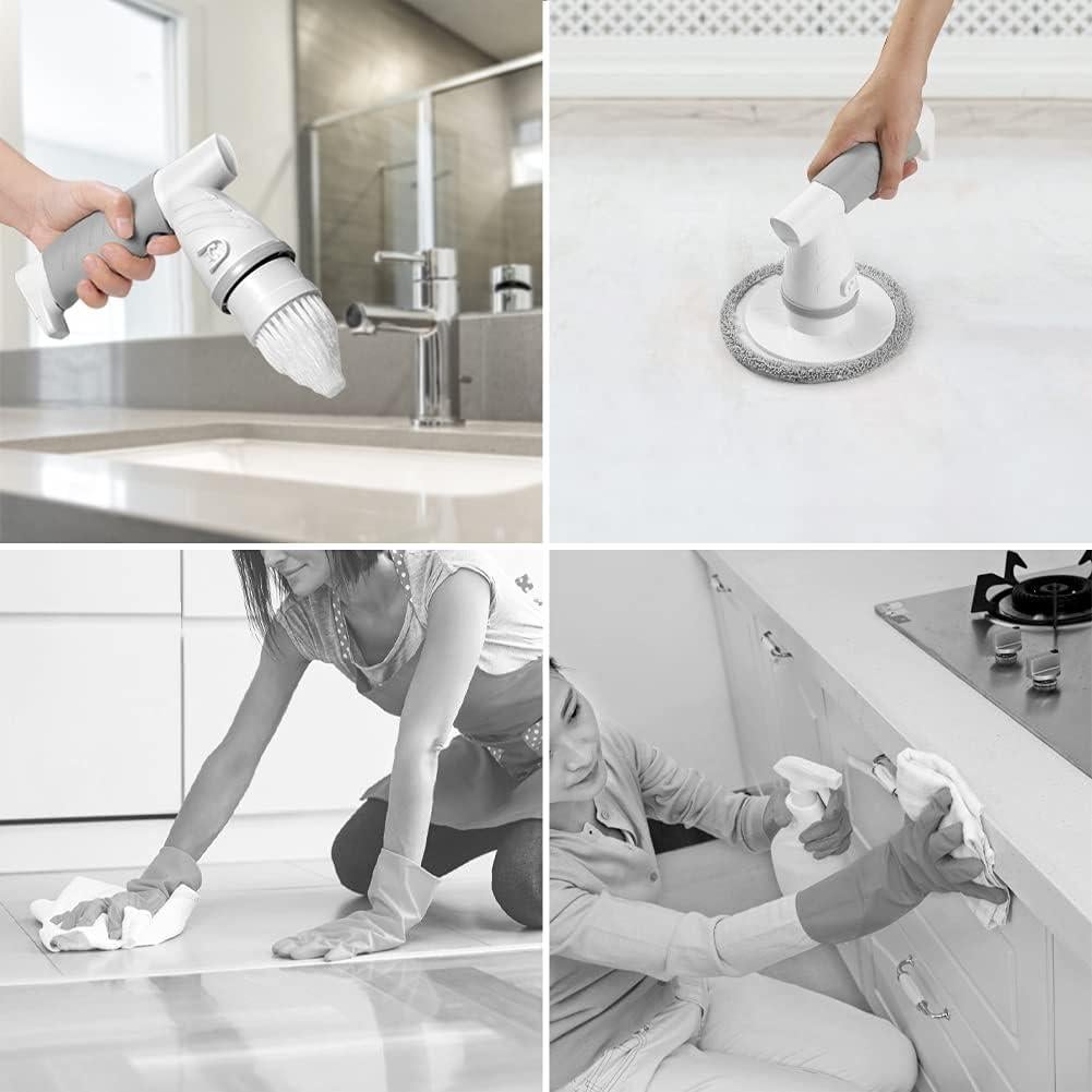 Electric Spin Scrubber, Bathroom Shower Electric Scrubber for Cleaning Tub/Tile/Floor/Sink/Window, Power Cleaning Brush Rechargeable Cordless with 4 Replaceable Cleaner Brush Heads