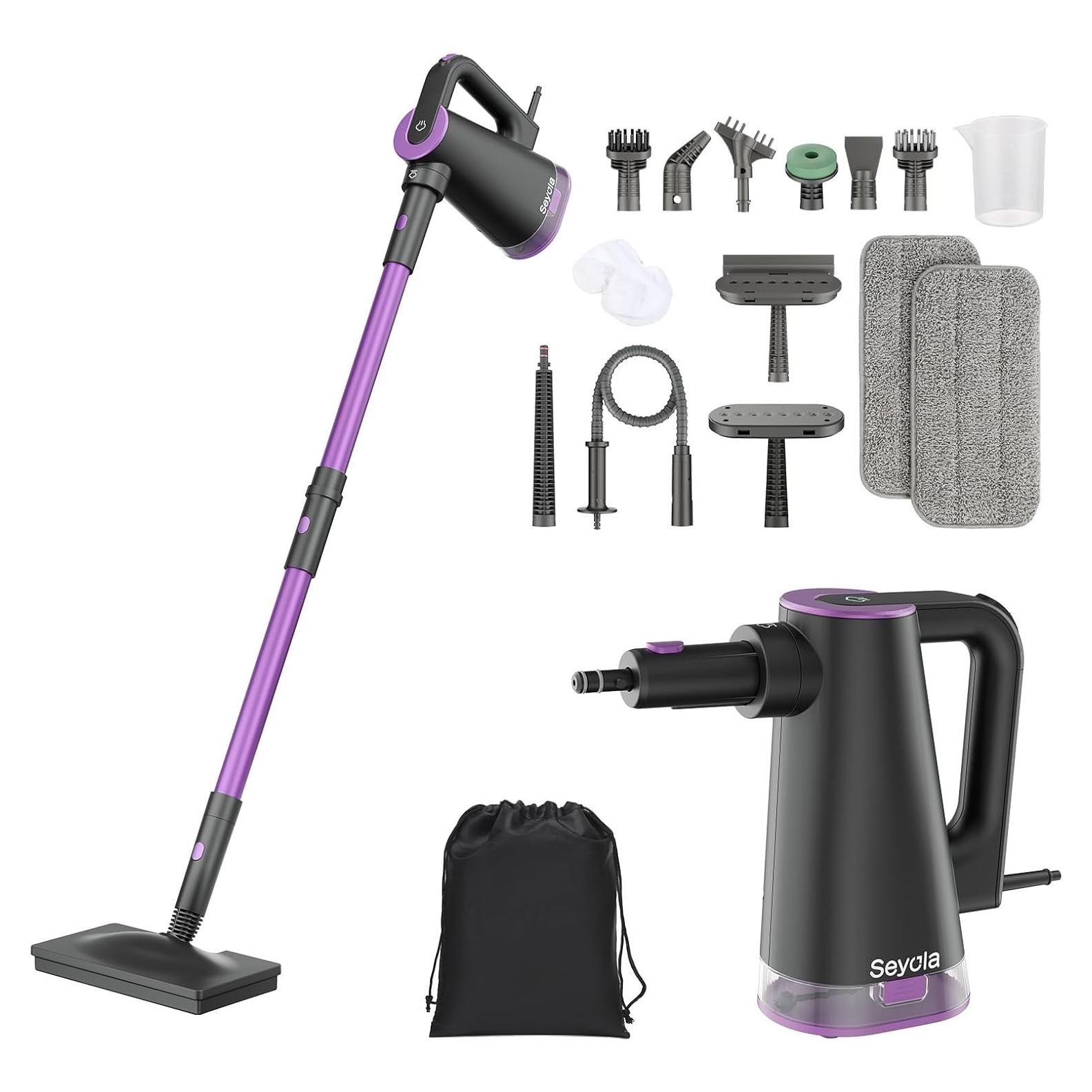 Limpiador de Vapor de Mano Seyola 9 en 1 1300W 370ml Púrpura-Gris