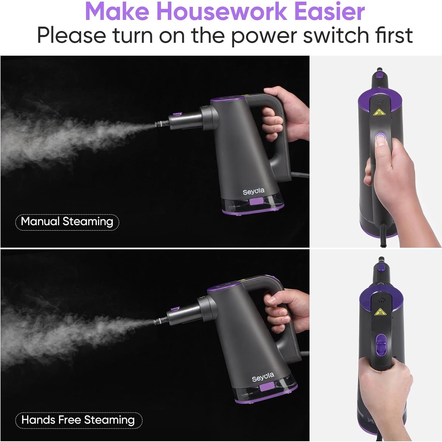 Limpiador de Vapor de Mano Seyola 9 en 1 1300W 370ml Púrpura-Gris