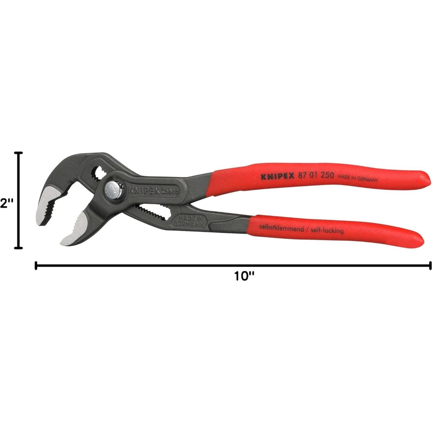 KNIPEX Pinzas Cobra 10" (25,4 cm) Auto-bloqueo Rojo
