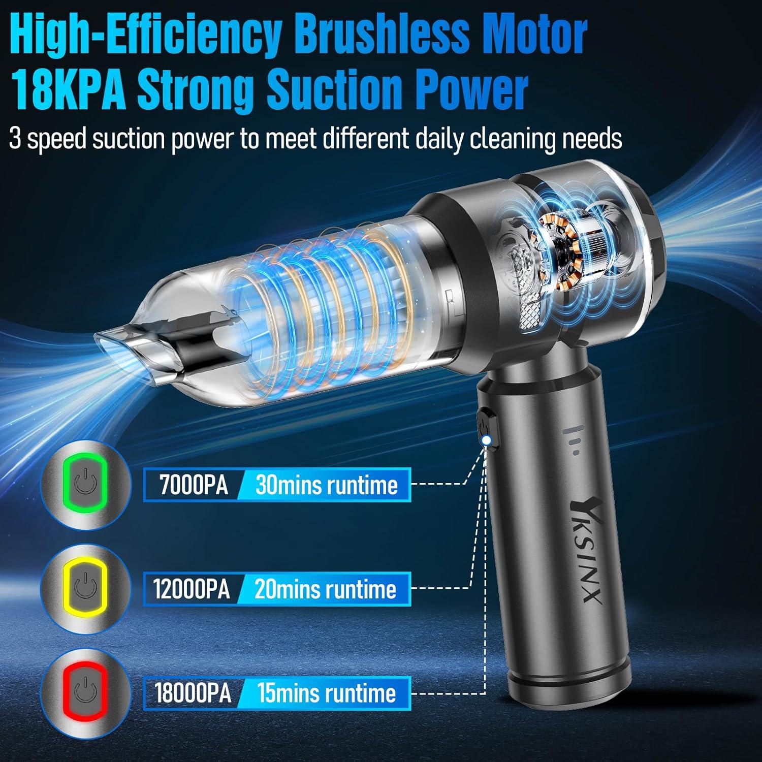 Aspiradora de Coche YKSINX HL-121 Inalámbrica 18000PA 4 en 1