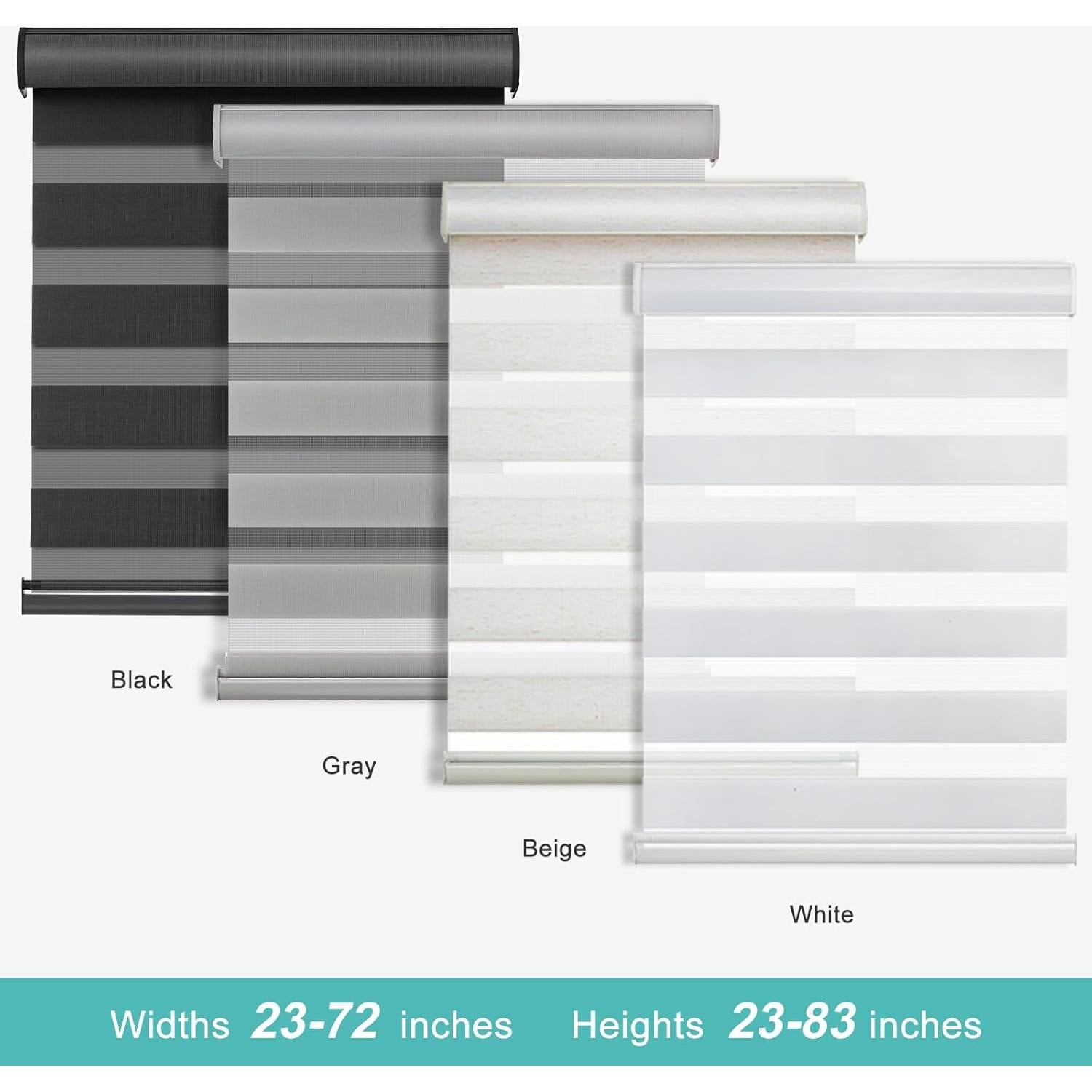 Changshade Cordless Zebra Shades for Windows Pull Down Roller Window Blinds Dual Layer Light Filtering Privacy for Day and Night,Free-Stop Door Shades for Home Easy to Install,46" W×72" H,Beige