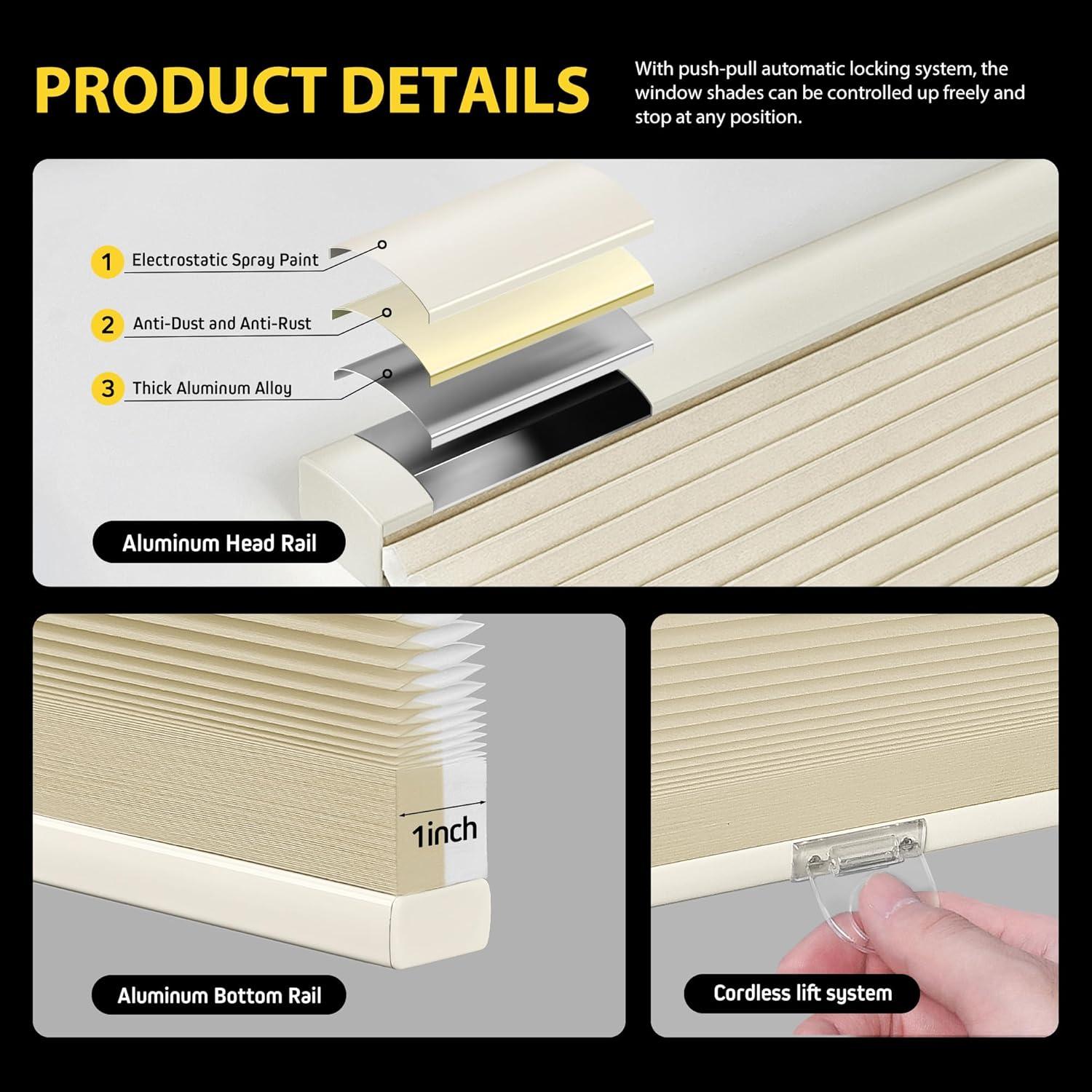 Persianas Celulares UNISHADES 23x64 Beige Filtrante Luz Sin Cuerda