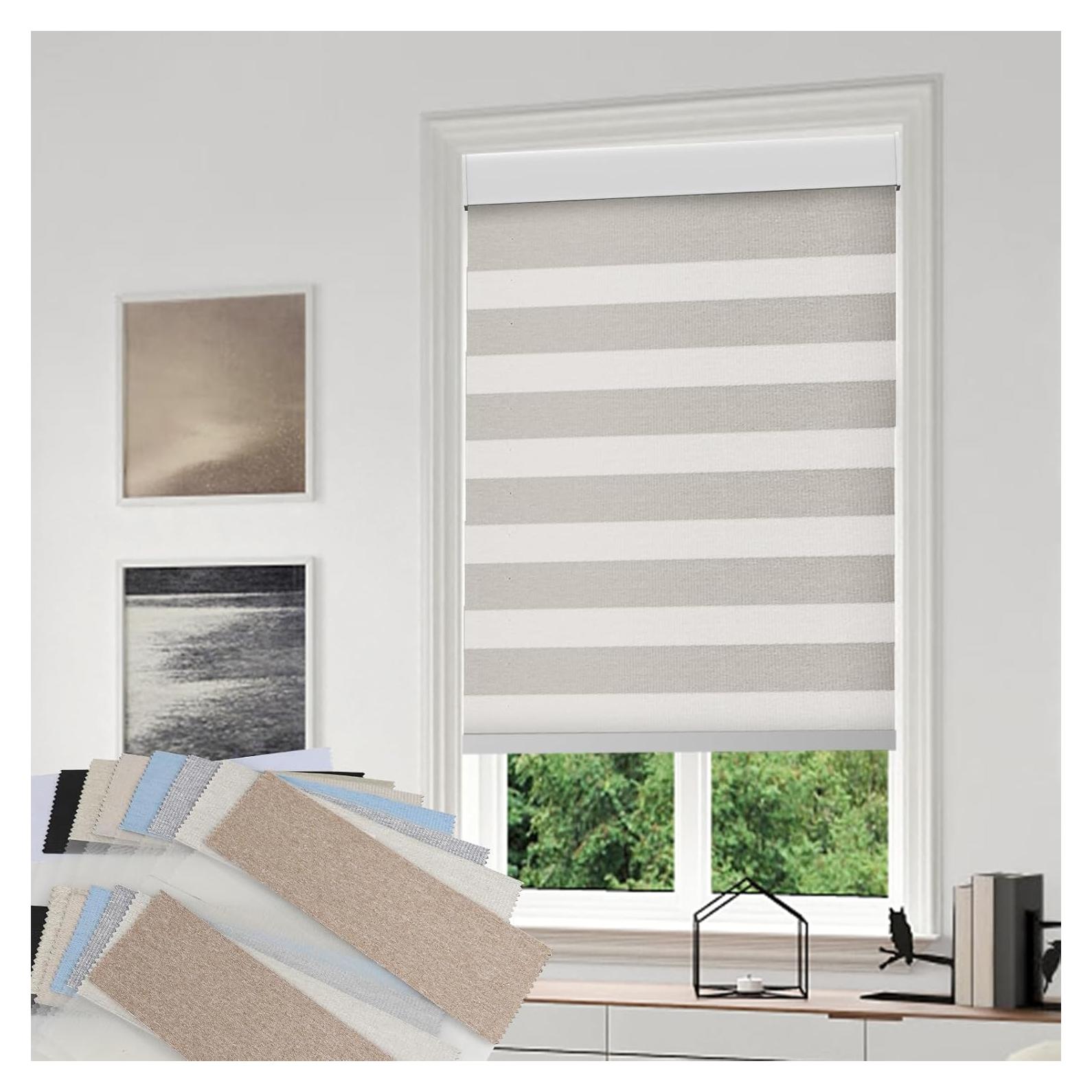 Motorized Zebra Blinds，70%,80%,95% Blackout Sample, Light Filtering Window Shades Sample (Multicolor Sample)