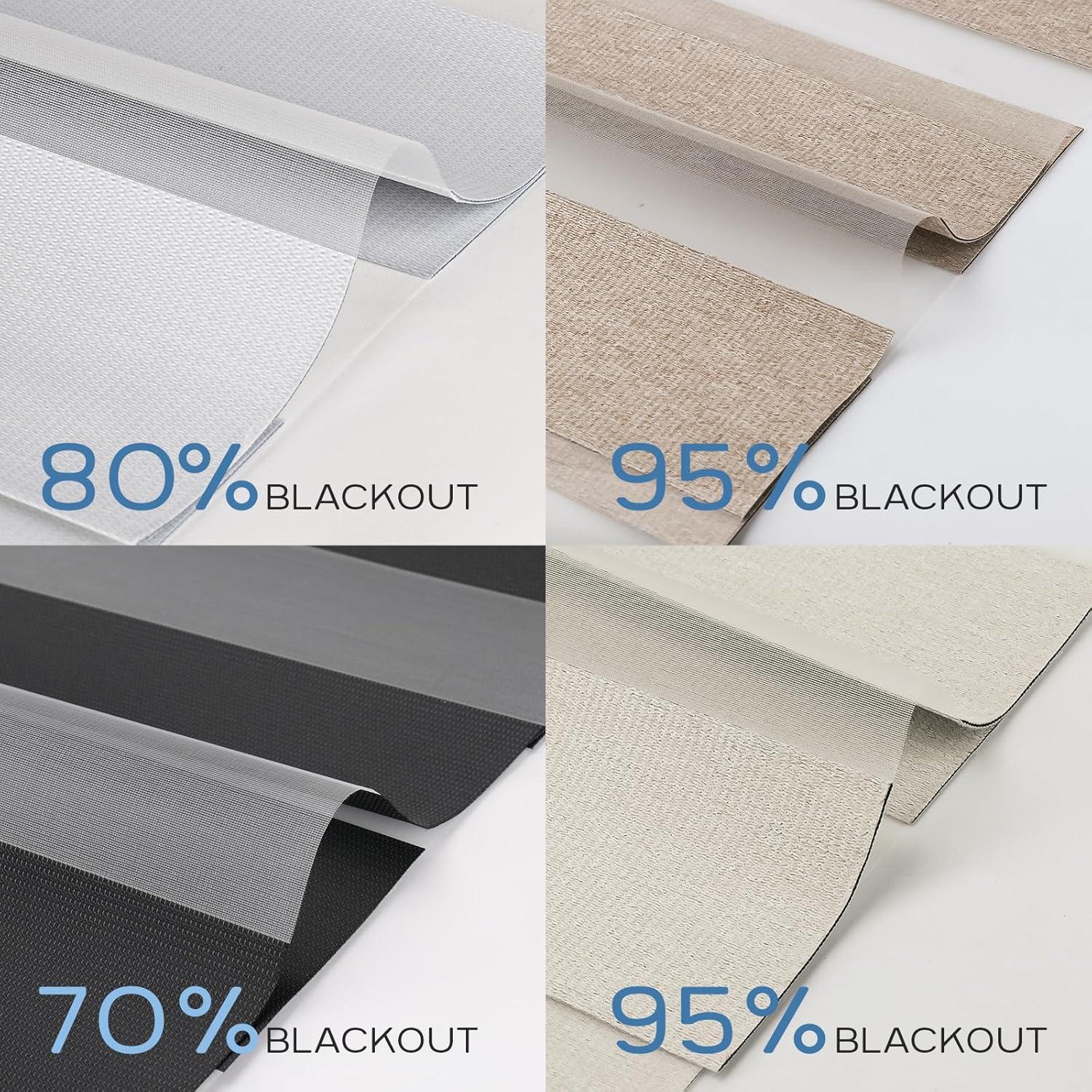 Motorized Zebra Blinds，70%,80%,95% Blackout Sample, Light Filtering Window Shades Sample (Multicolor Sample)