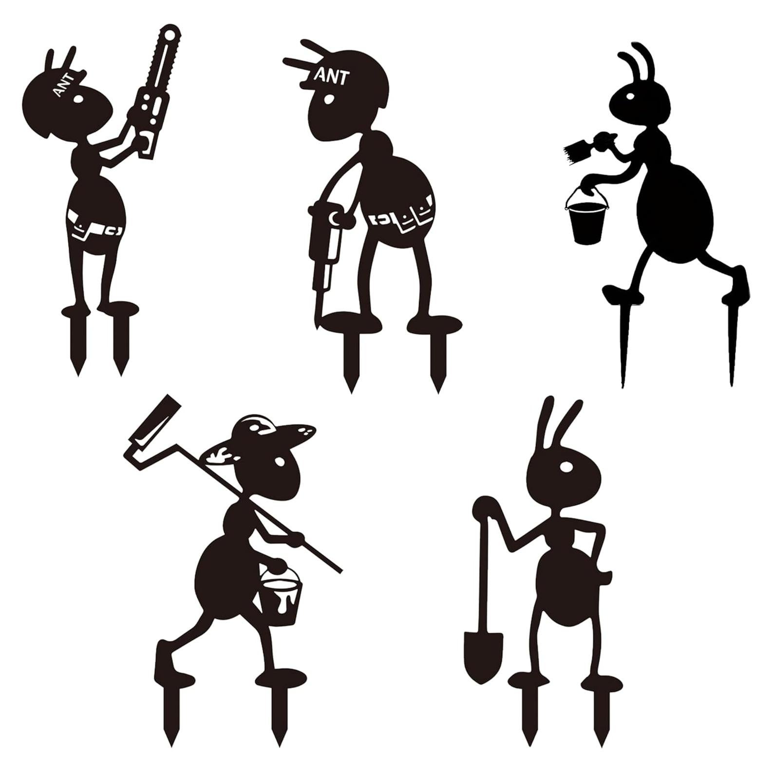 Estacas de Jardín de Metal CUweipeng - 5 Pcs Hormigas Divertidas