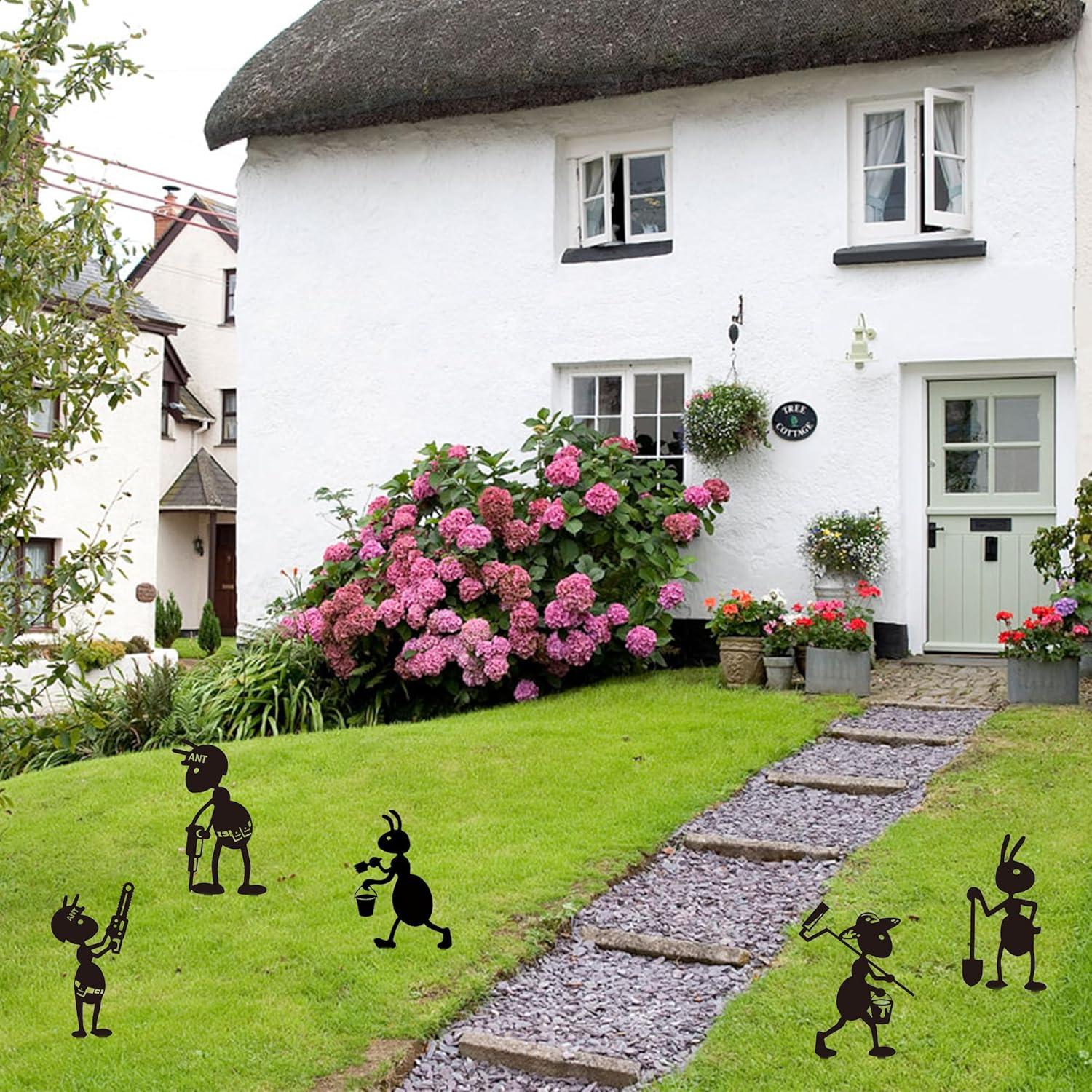 Estacas de Jardín de Metal CUweipeng - 5 Pcs Hormigas Divertidas