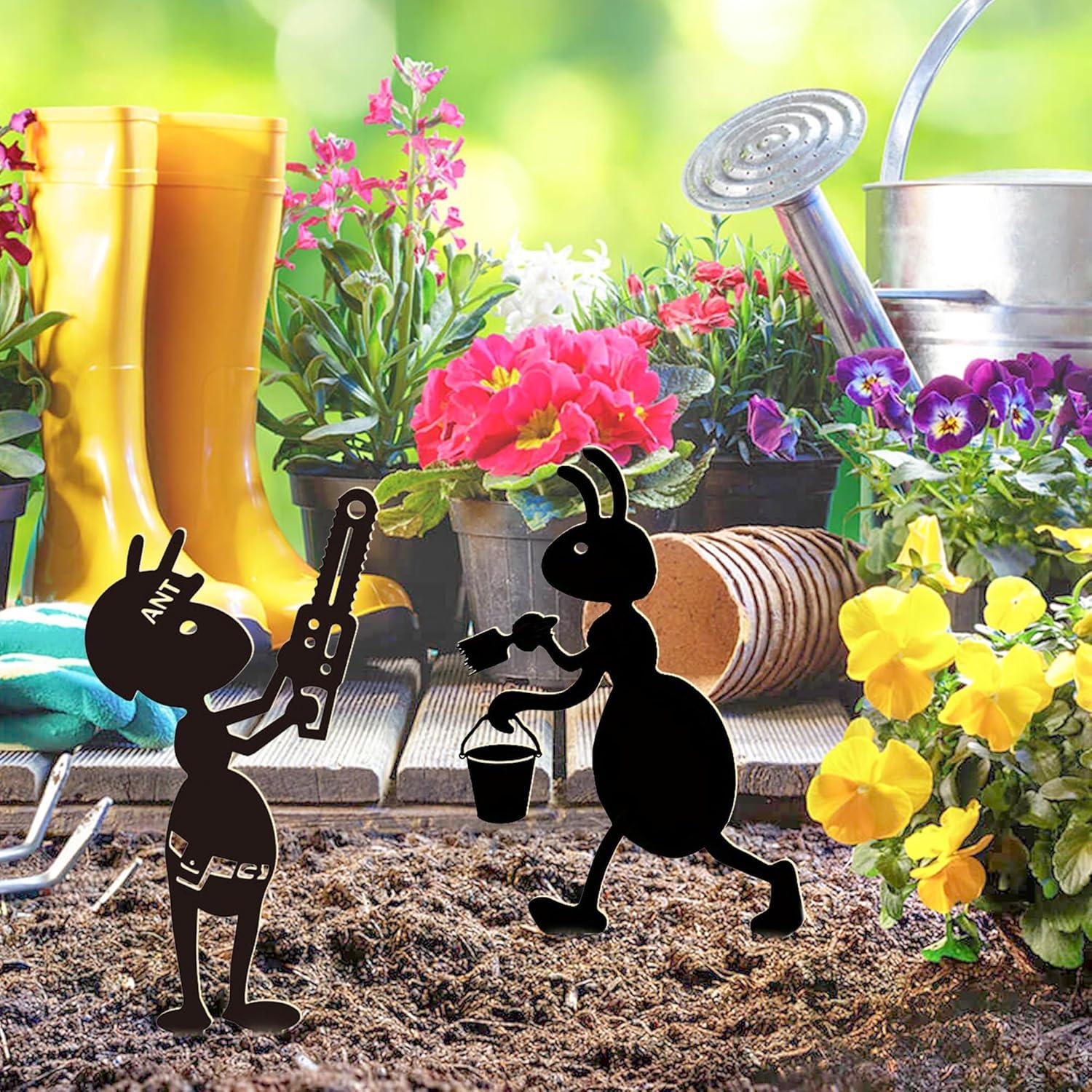 Estacas de Jardín de Metal CUweipeng - 5 Pcs Hormigas Divertidas