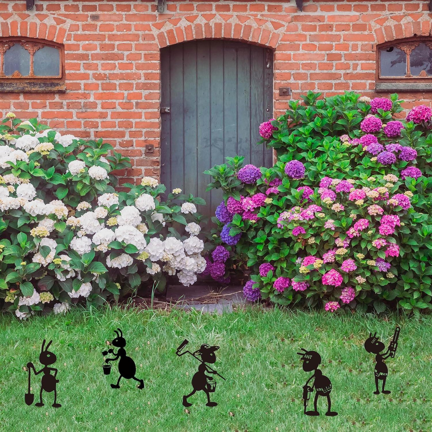 Estacas de Jardín de Metal CUweipeng - 5 Pcs Hormigas Divertidas