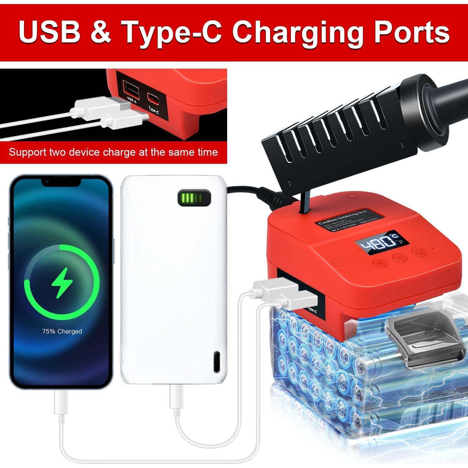 Soldador Inalámbrico Edtran 18V 60W Calentamiento Rápido