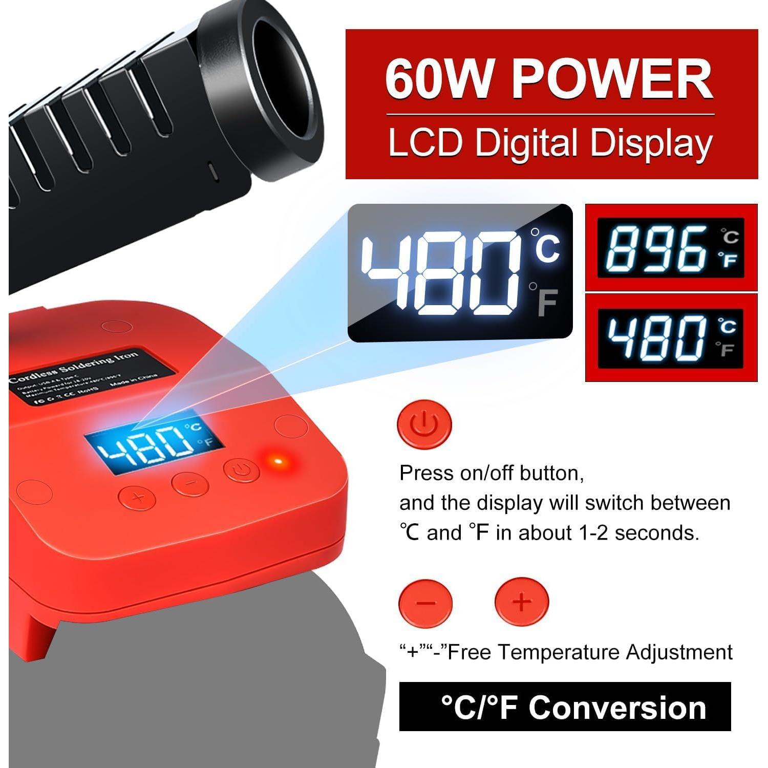 Soldador Inalámbrico Edtran 18V 60W Calentamiento Rápido