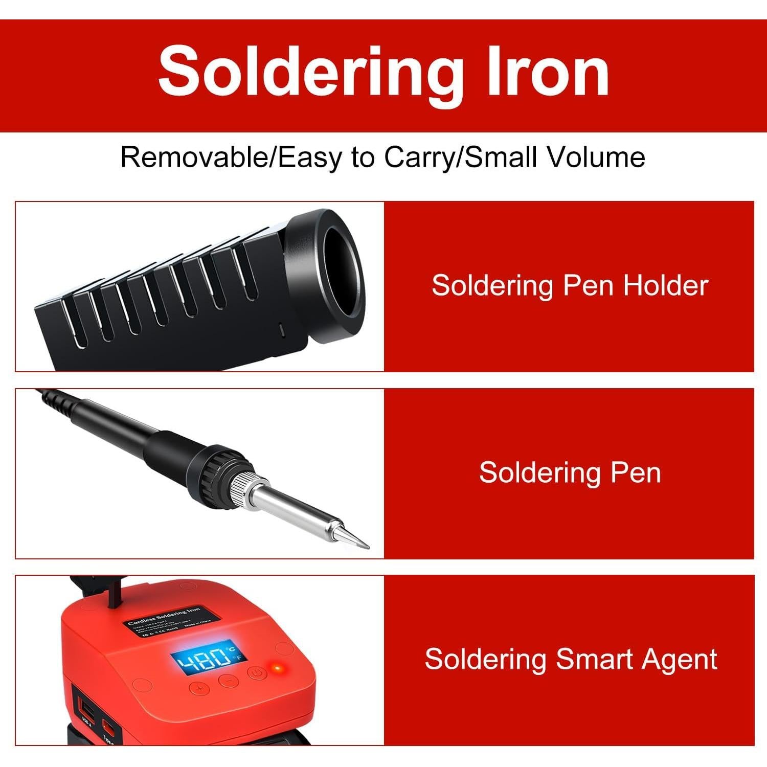 Soldador Inalámbrico Edtran 18V 60W Calentamiento Rápido