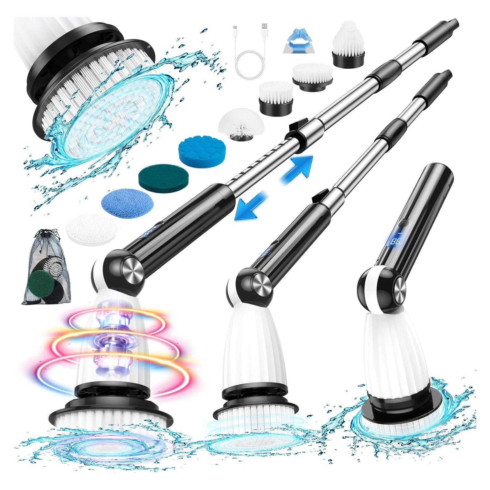 Electric Spin Scrubber, Power Shower Floor Scrubber, Electric Scrubber for Cleaning, Spin Scrub Shower Cleaner Brush, Cleaning Tools for Bathroom, Tub, Floor, Kitchen