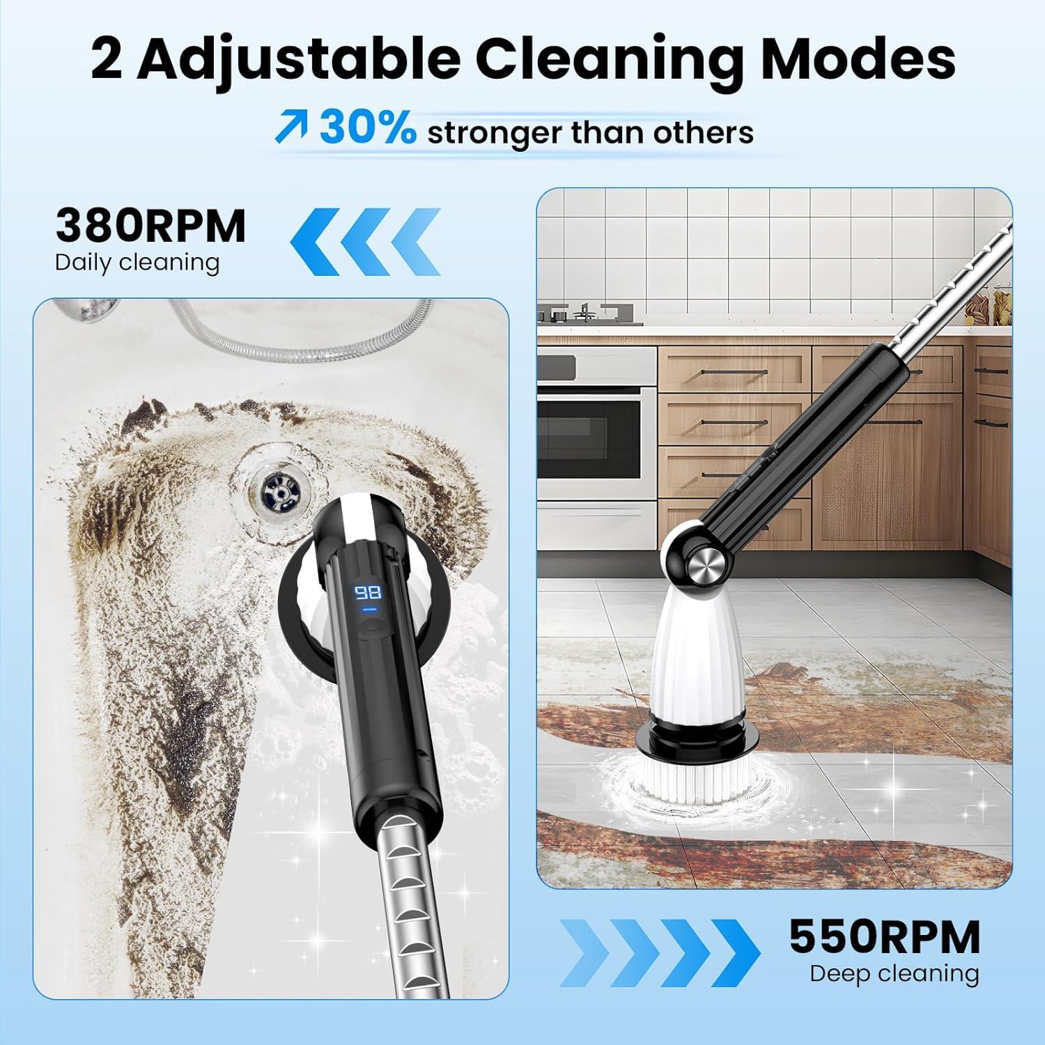 Electric Spin Scrubber, Power Shower Floor Scrubber, Electric Scrubber for Cleaning, Spin Scrub Shower Cleaner Brush, Cleaning Tools for Bathroom, Tub, Floor, Kitchen