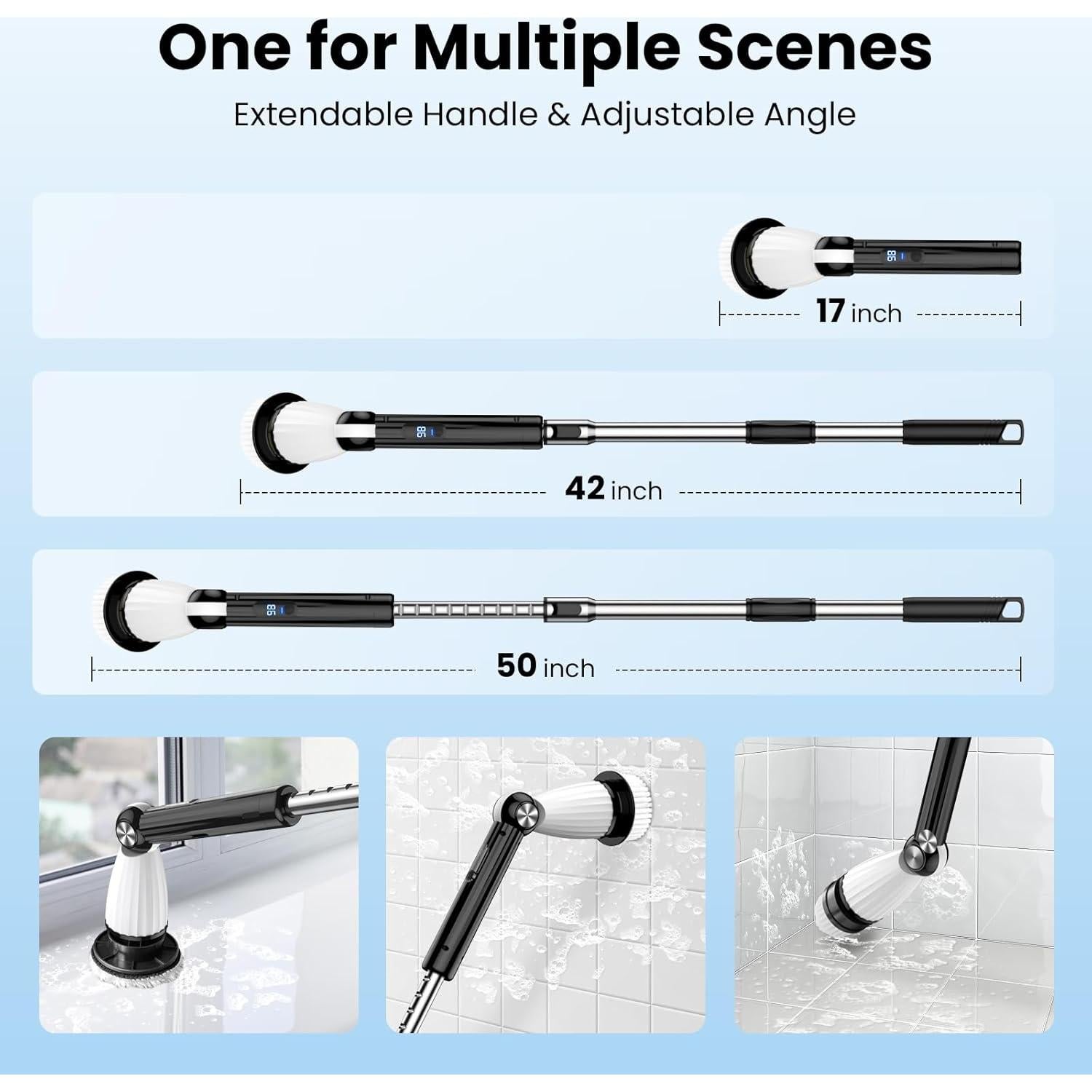 Electric Spin Scrubber, Power Shower Floor Scrubber, Electric Scrubber for Cleaning, Spin Scrub Shower Cleaner Brush, Cleaning Tools for Bathroom, Tub, Floor, Kitchen