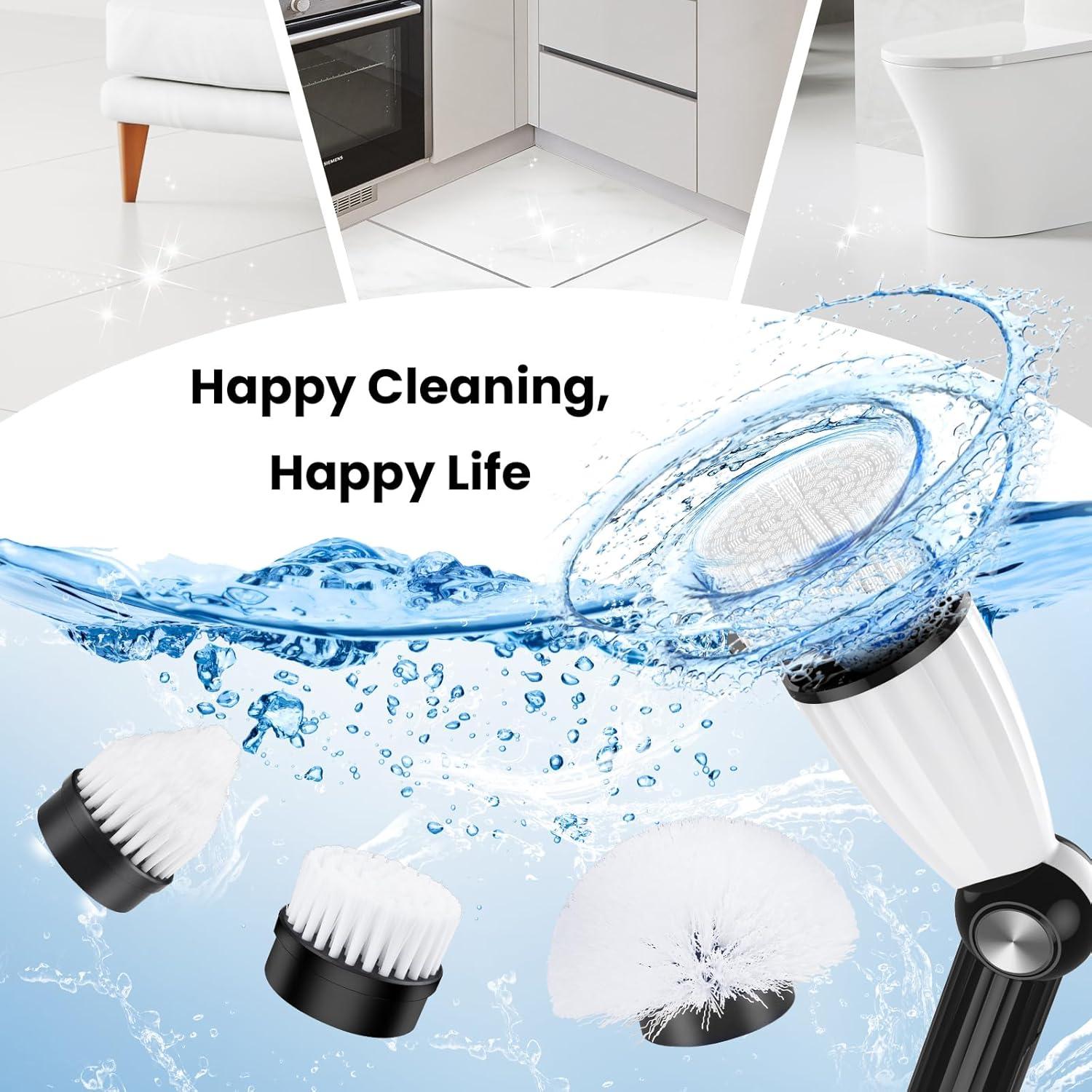 Electric Spin Scrubber, Power Shower Floor Scrubber, Electric Scrubber for Cleaning, Spin Scrub Shower Cleaner Brush, Cleaning Tools for Bathroom, Tub, Floor, Kitchen