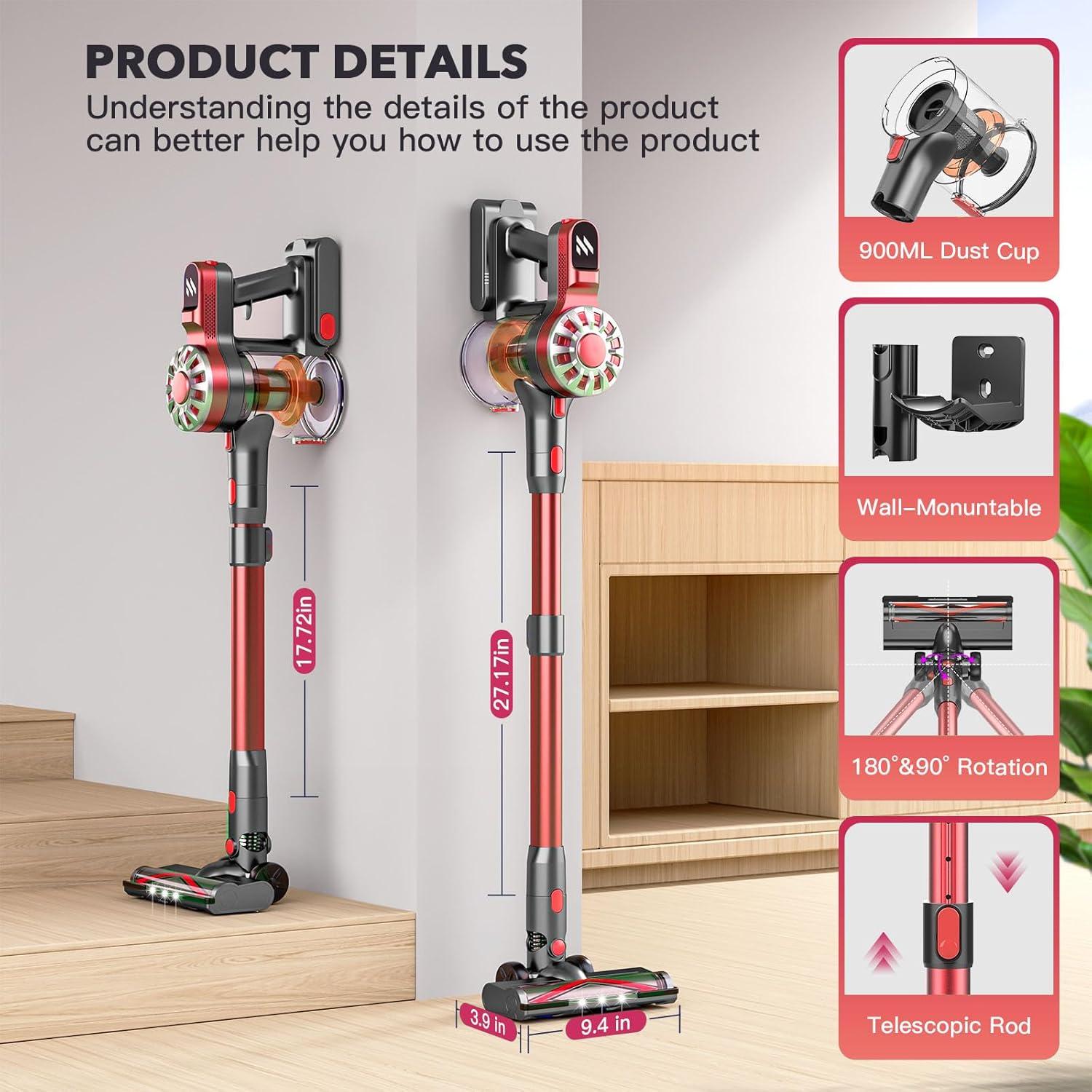 Aspiradora Inalámbrica WLOTPO V07RED 2 en 1 Ligera 35 min