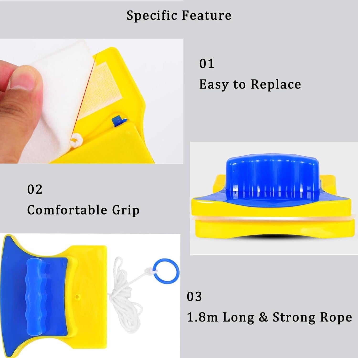 Double Sided Magnetic Window Cleaner Window Glass Wiper Cleaning Tool Magnetic Glider Washing Brush Equipment for High- Rise Single Glazed