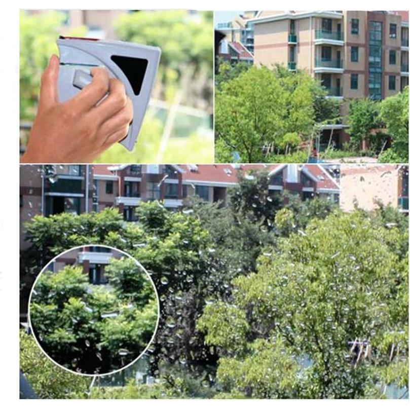 Double-side Magnetic Glass Wiper Window Cleaner Magnetic Glass Cleaning Tool Brush for Double Glazed Window Thickness 0.5"-1" (15-24mm)