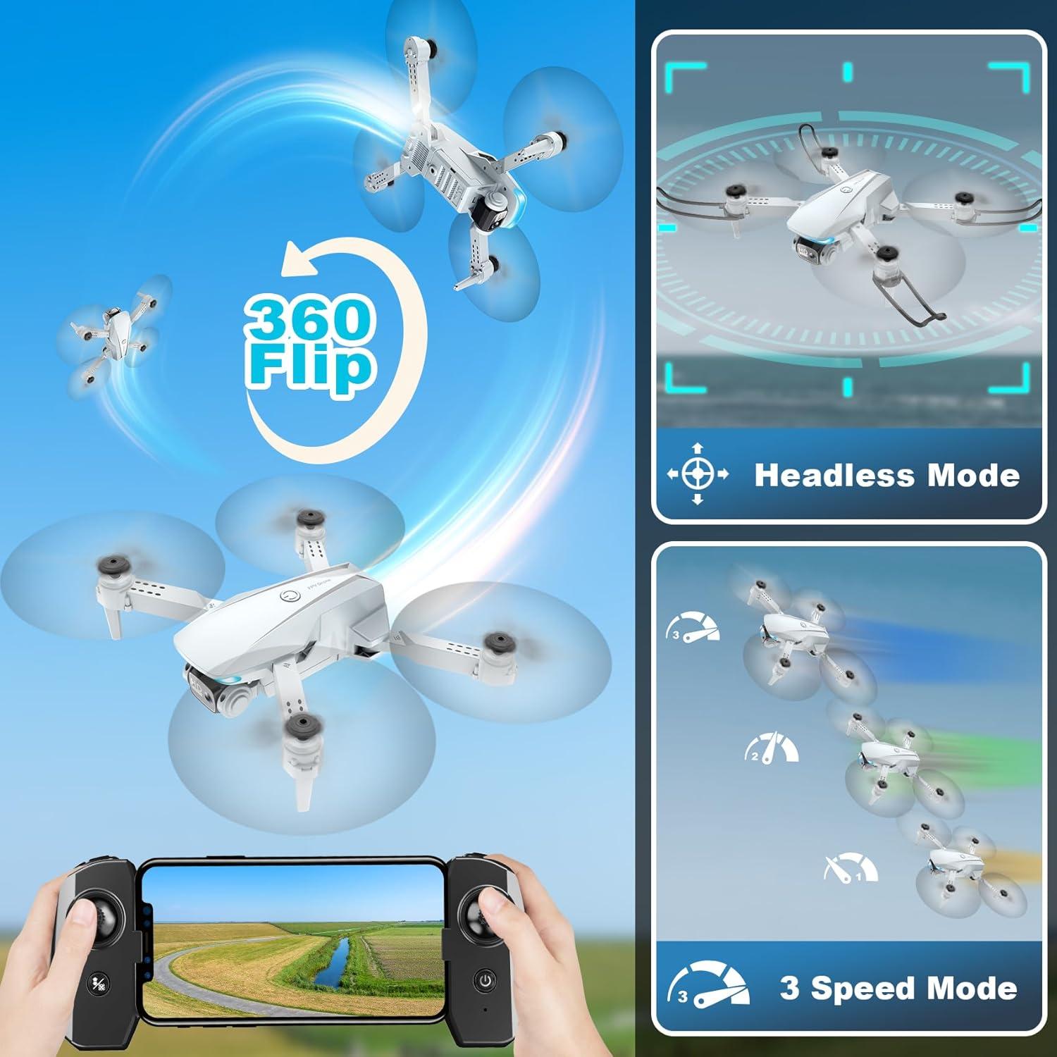 Drone Plegable Oddire con Cámara 1080P HD y 2 Baterías