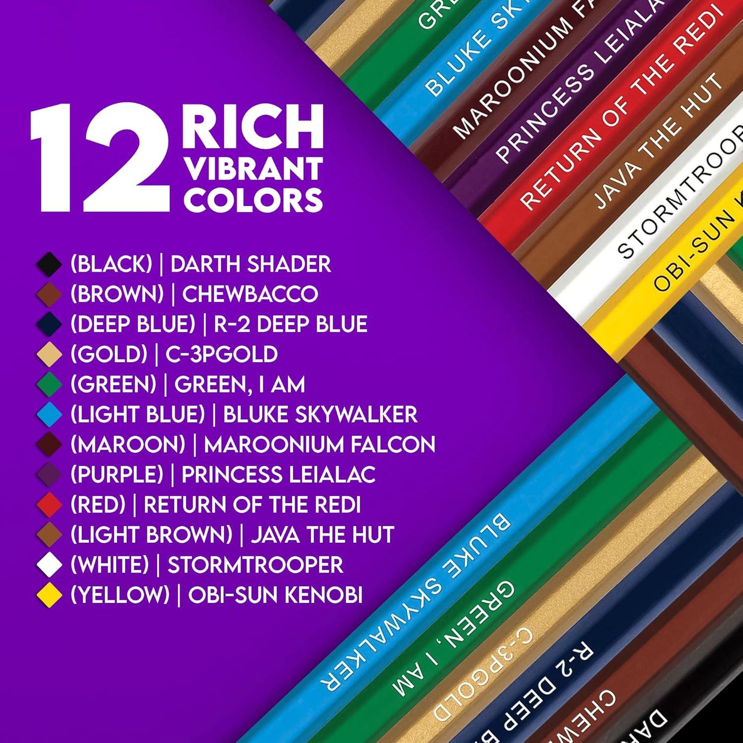 Conjunto de Lápices de Colores Star Wars PunLabs - 12 Piezas