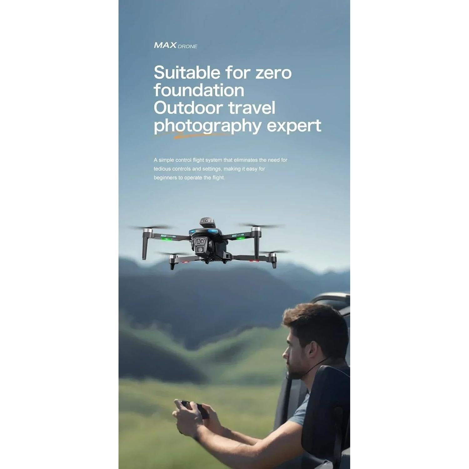 Dron Profesional Qualimate MAX K12 Negro 2K con 2 Baterías