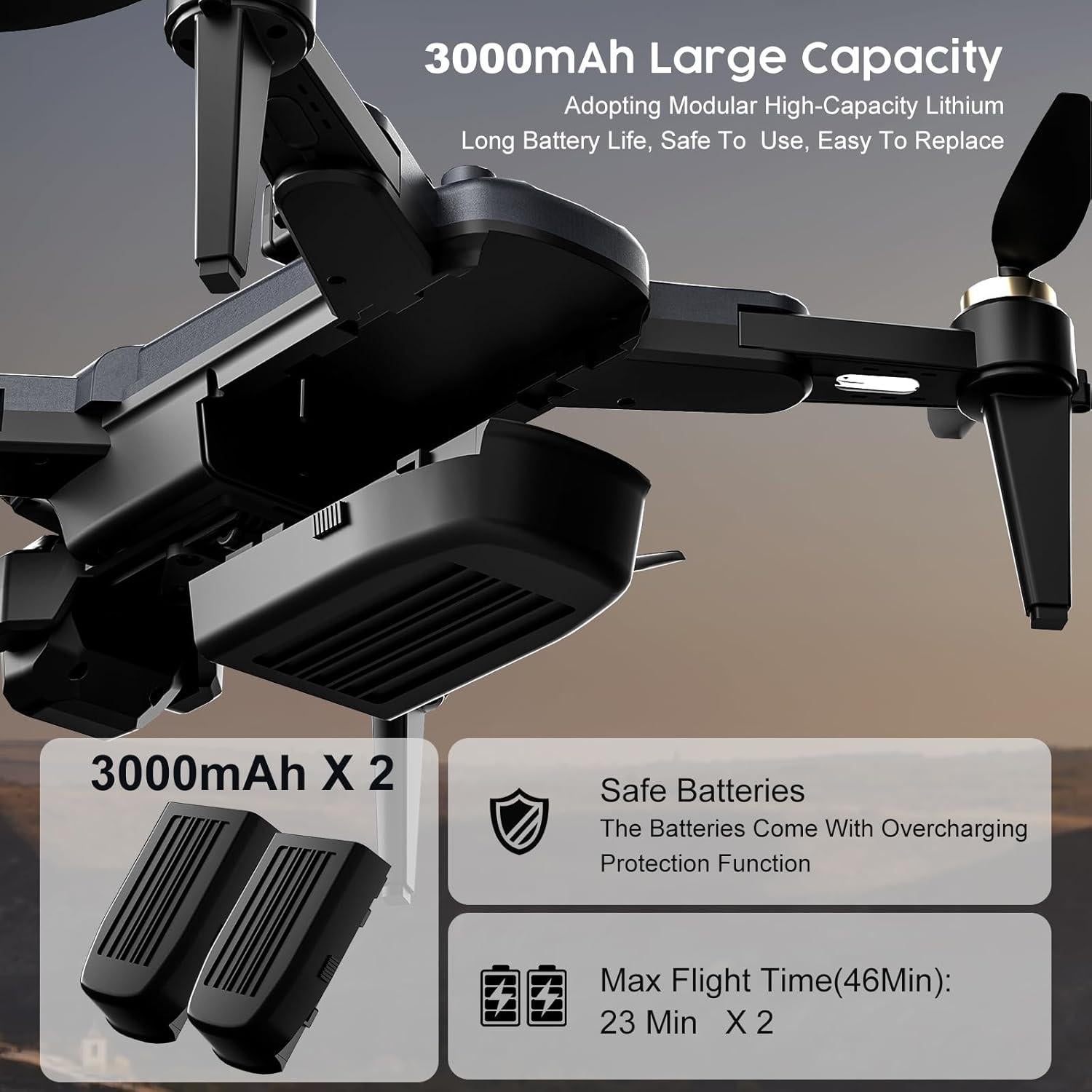 Dron GPS KUPPICEEDE con cámara dual 4K y 46 min vuelo