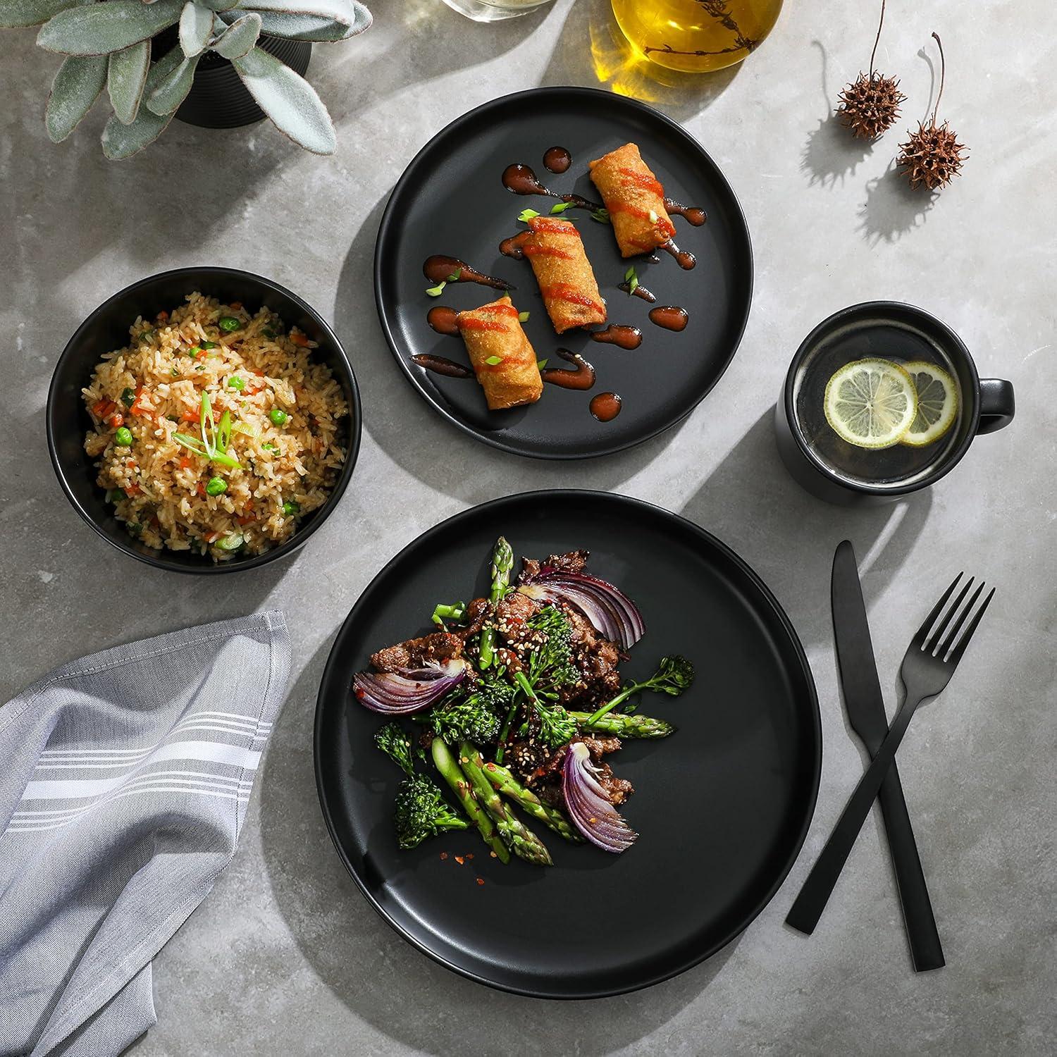 Juego de Vajilla Gibson Home Zuma 16 Piezas Negro Mate