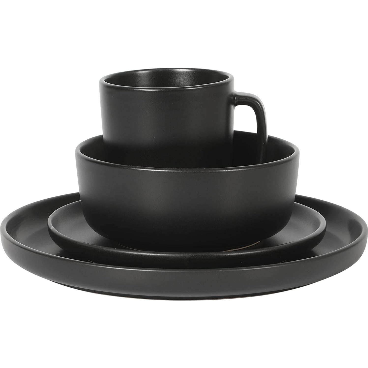 Juego de Vajilla Gibson Home Zuma 16 Piezas Negro Mate