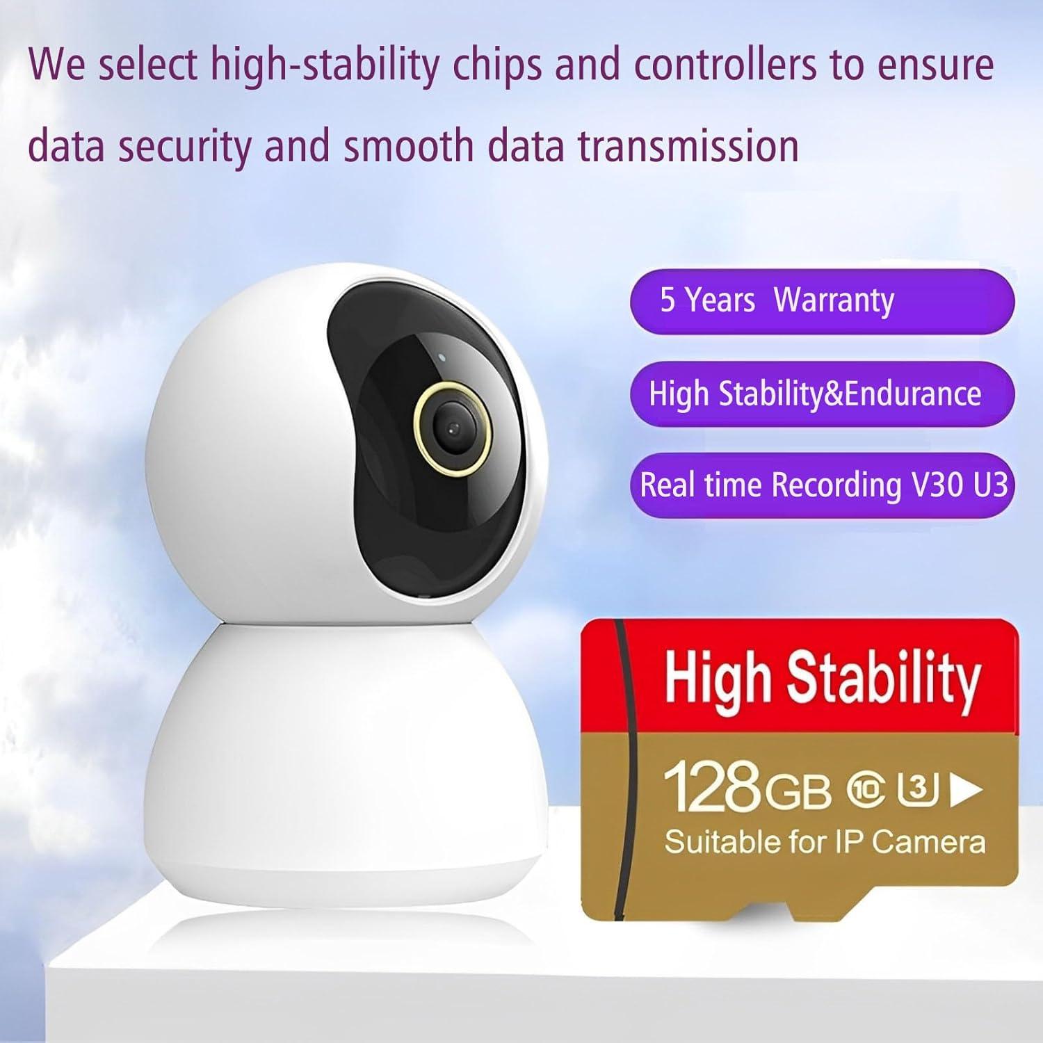 128GB Memory Card,Micro TF Card U3 V30 C10 4K UHD High Stability for Security Camera &GoPro &Action/Outdoor Camera/Dash Cam/Drones/Tablets/Phone with Adapter (2 Pack)