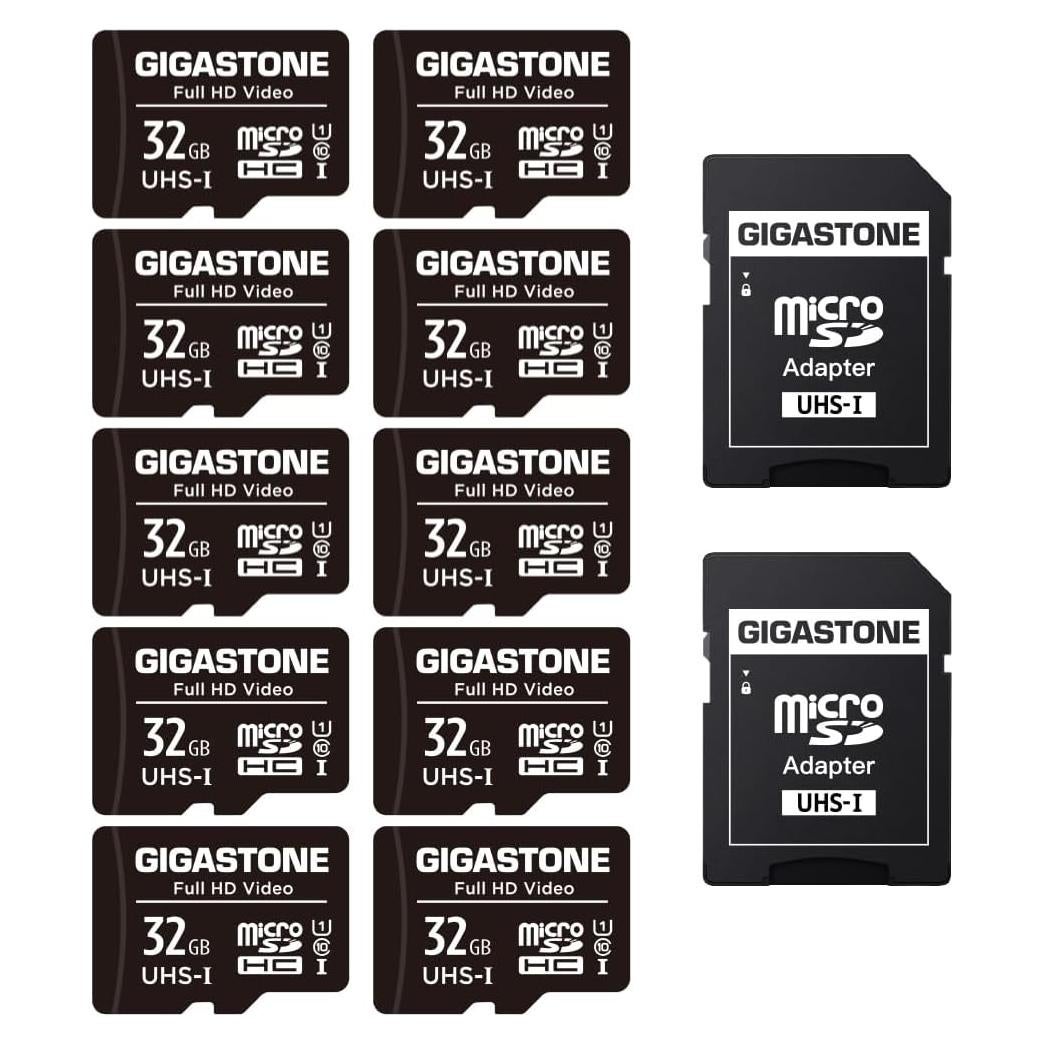 Tarjetas Micro SD 32GB Gigastone Paquete de 10 Full HD