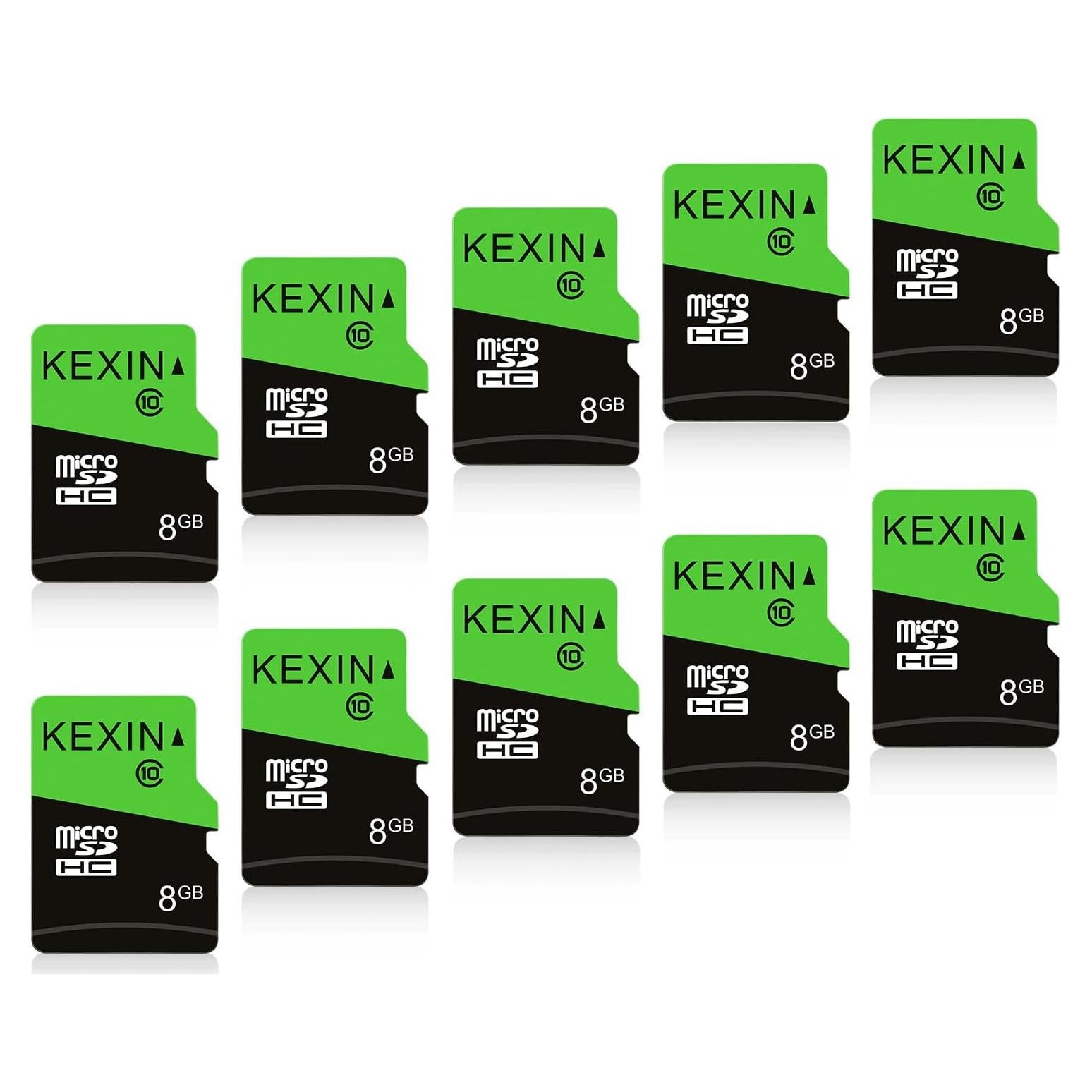 KEXIN 8GB Micro SD Cards Bulk with SD Adapter microSDHC Memory Card UHS-I C10 20Pack Micro SD Cards Multipack Full HD TF Card for Smartphone Tablet Dash Cam Drone 8G 20Pack