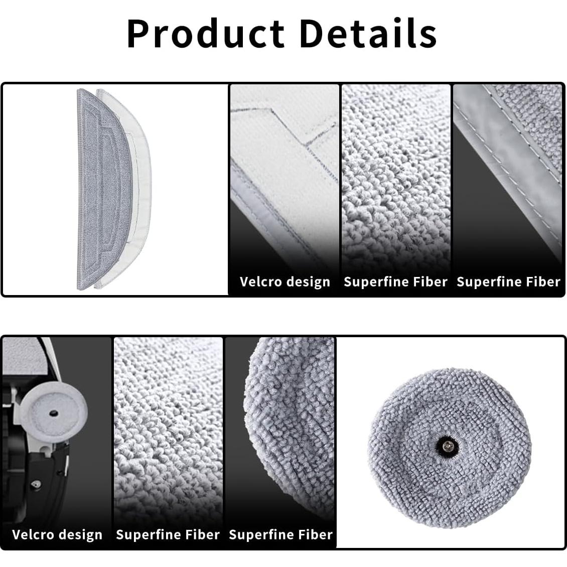 Paquete de 4 paños de microfibra Rrochio para Roborock S8 MaxV Ultra