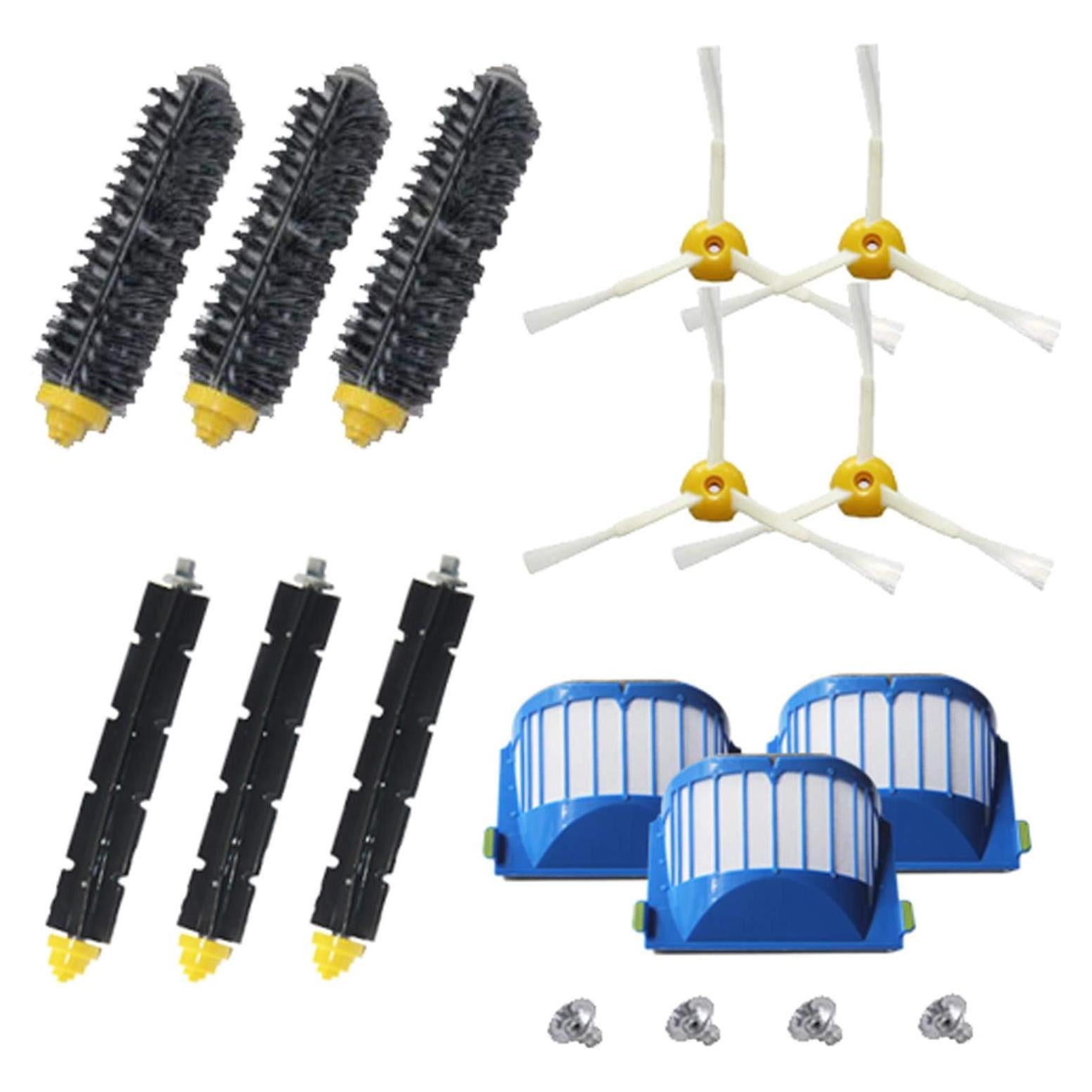 Kit de Reemplazo Amyehouse para iRobot Roomba Serie 600 - 3 Cepillos de Cerdas, 3 Flexibles, 4 Laterales, 3 Filtros